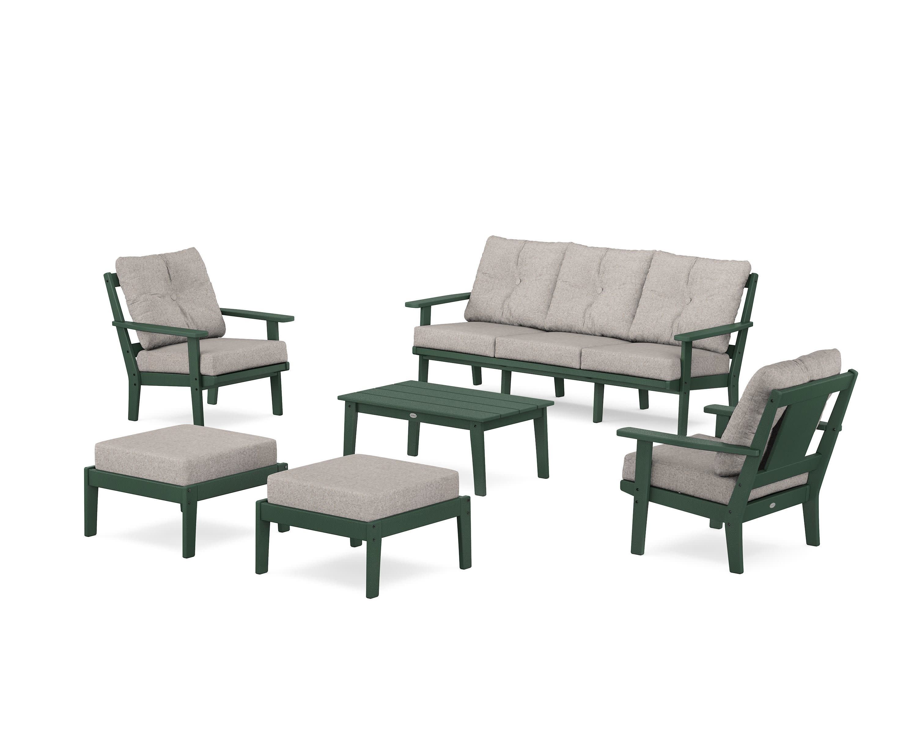 Prairie 6-Piece Lounge Sofa Set in Green / Weathered Tweed