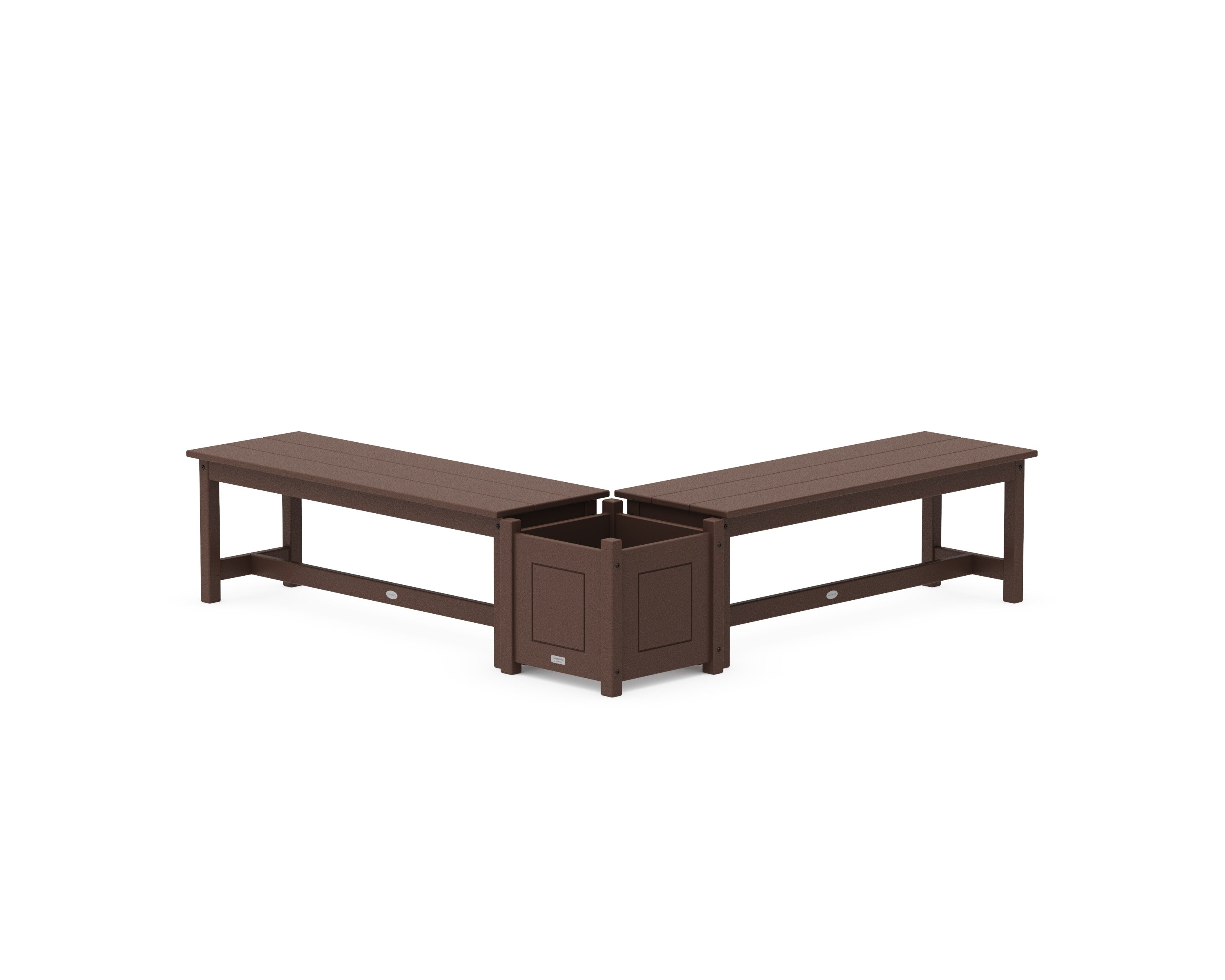 48" Country Living L- Shaped Planter Bench Set in Mahogany