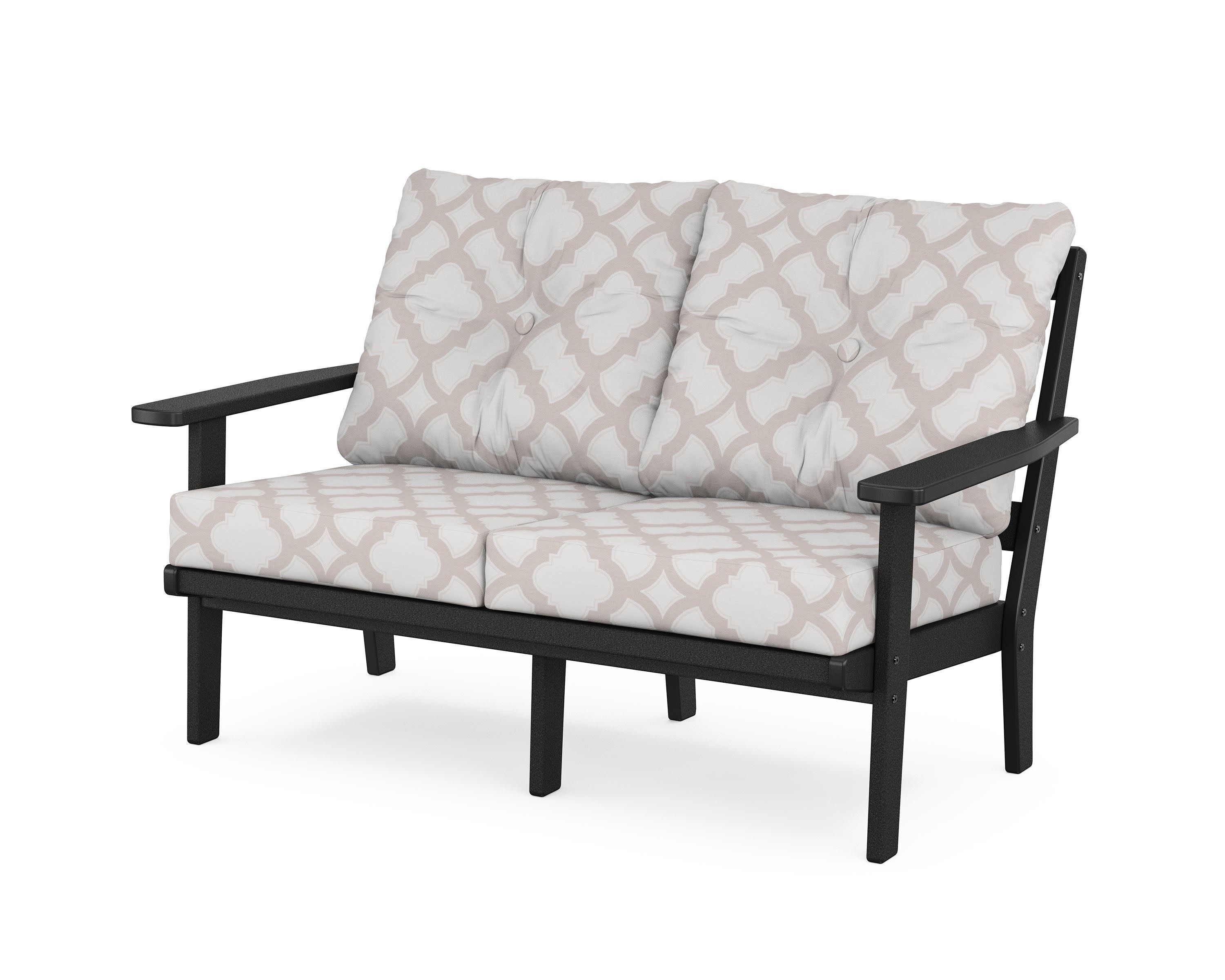 Prairie Deep SeatingLoveseat in Black / Trellis Dune Burlap