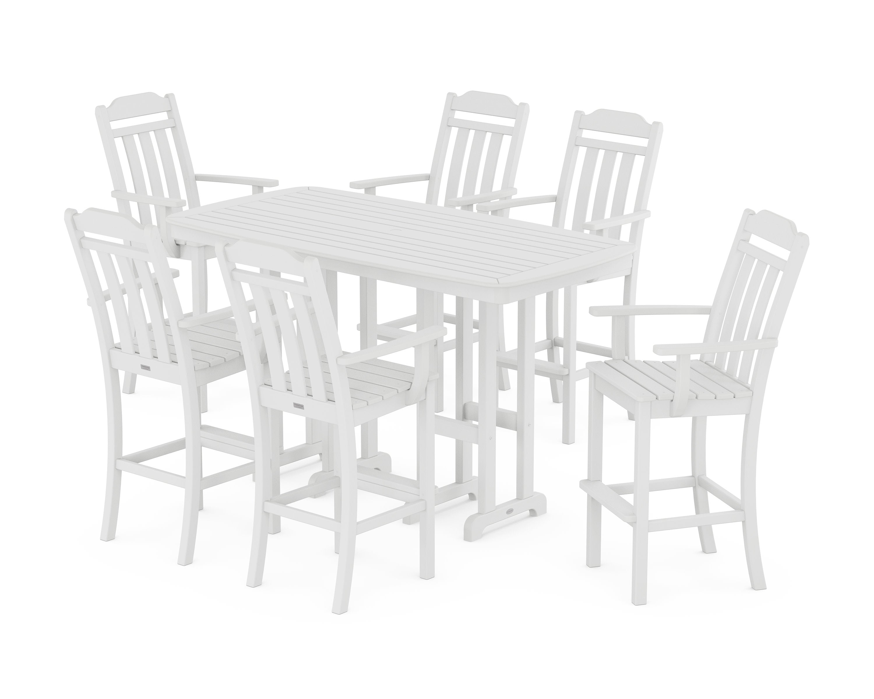 Cottage Arm Chair 7-Piece Bar Set in White