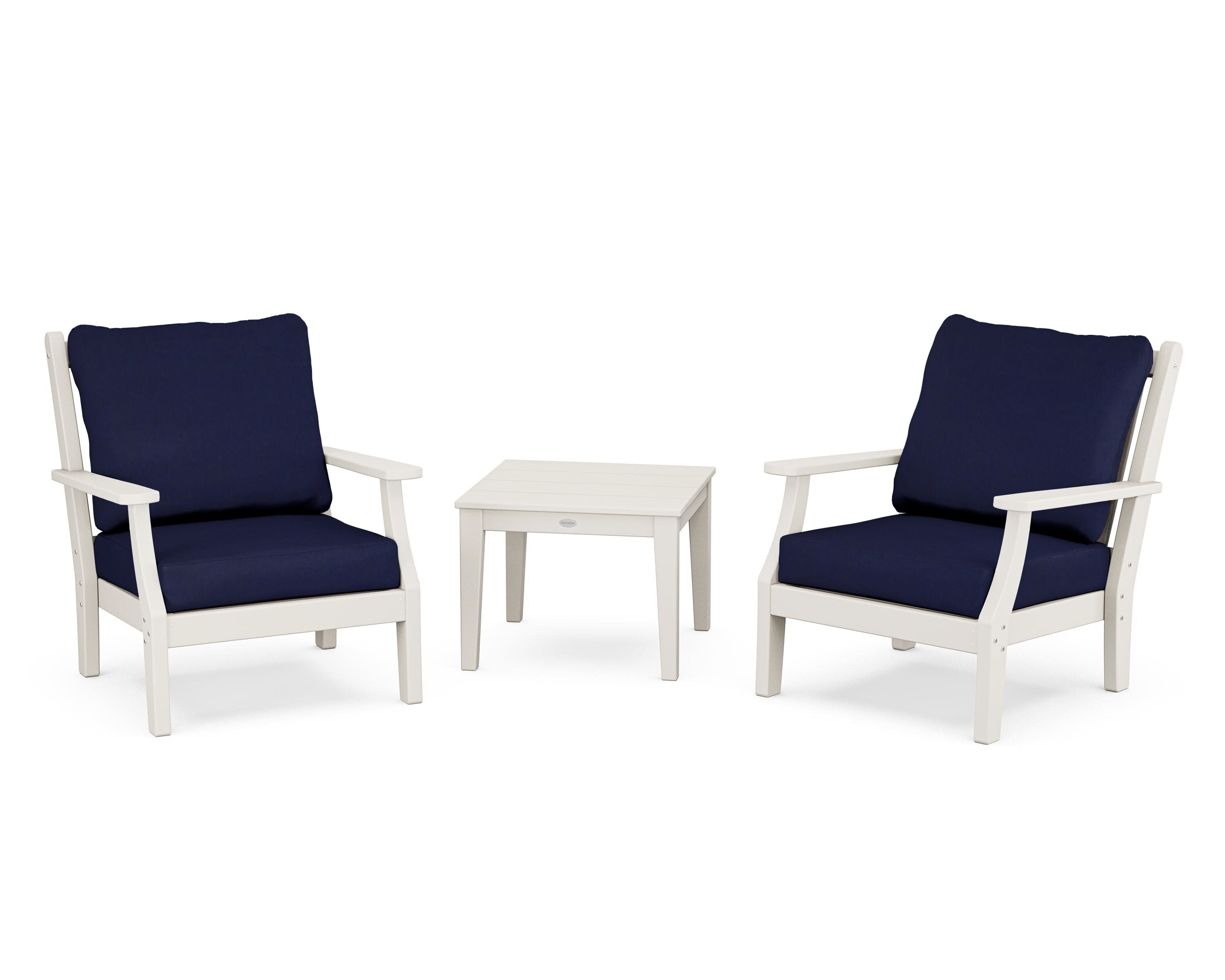 Wovendale 3-Piece Deep Seating Set in Sand / Navy