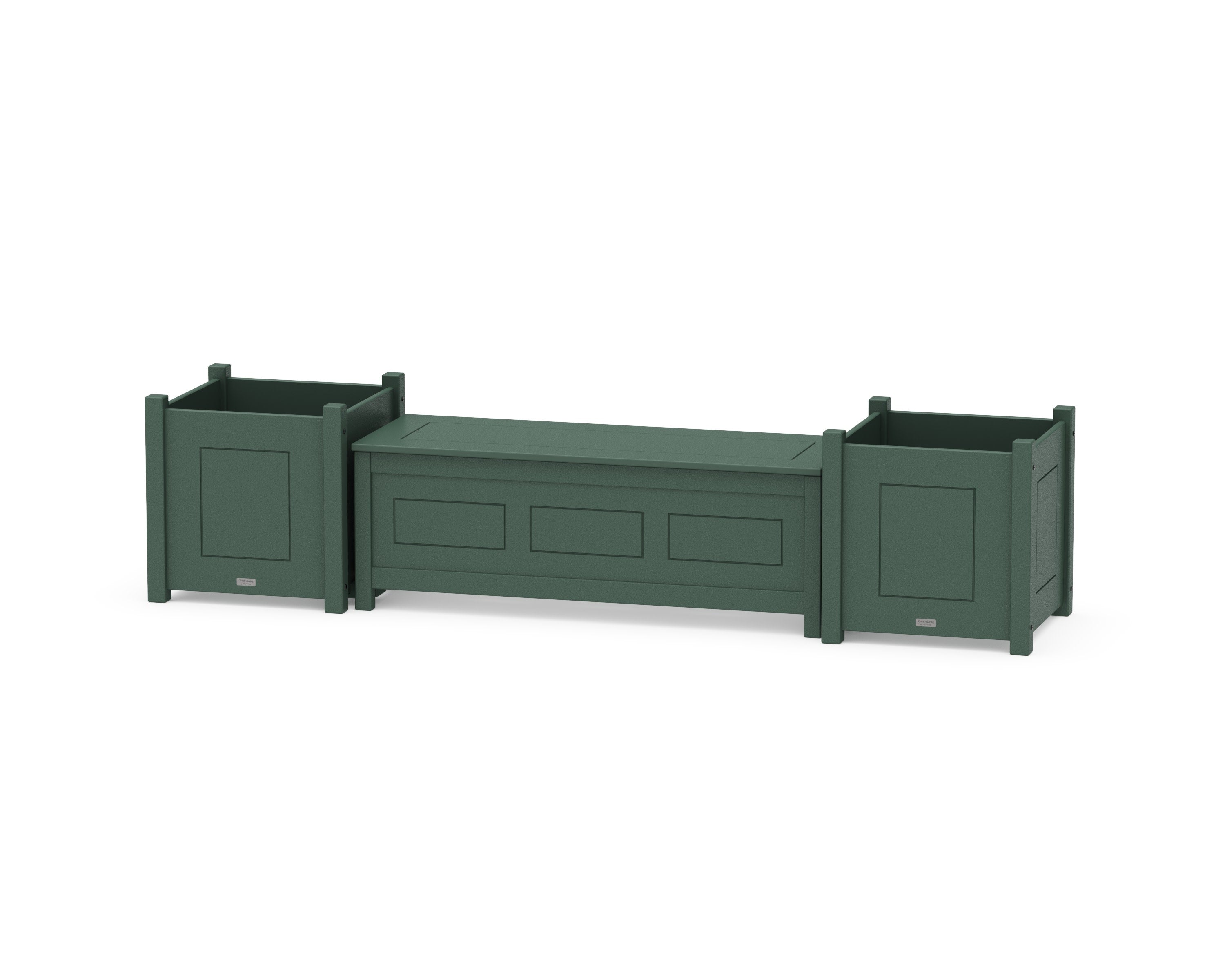 48" Country Living Straight Planter Storage Bench Set- Large in Green