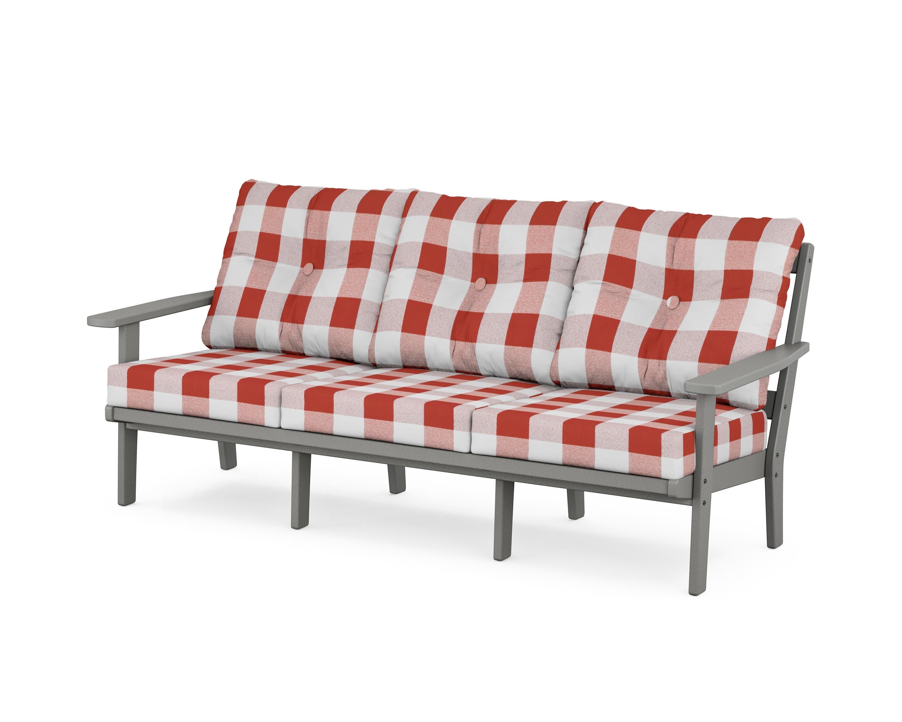 PrairieDeep Seating Sofa in Slate Grey / Buffalo Plaid Crimson