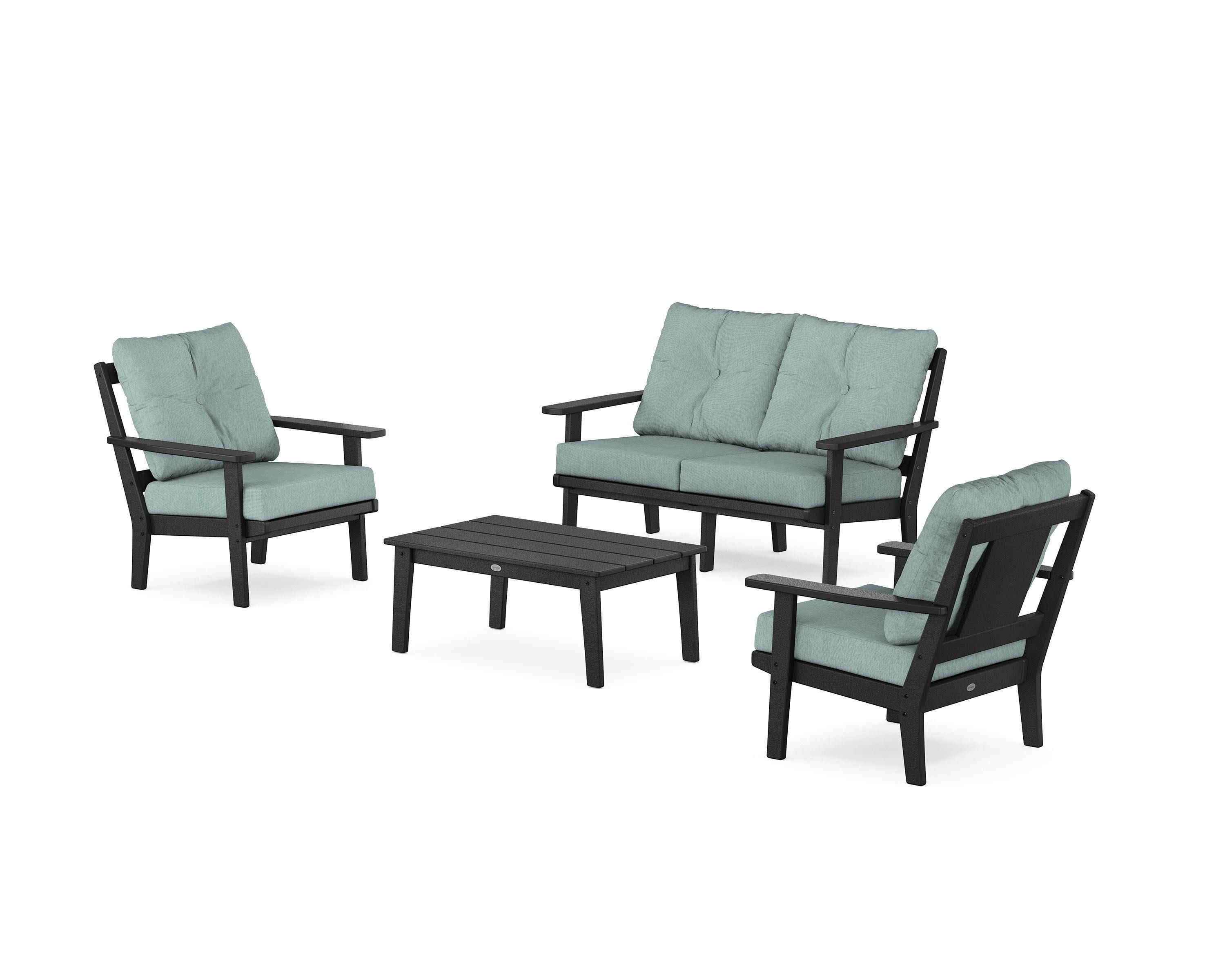 Prairie 4-Piece Deep Seating Set with Loveseat in Black / Glacier Spa
