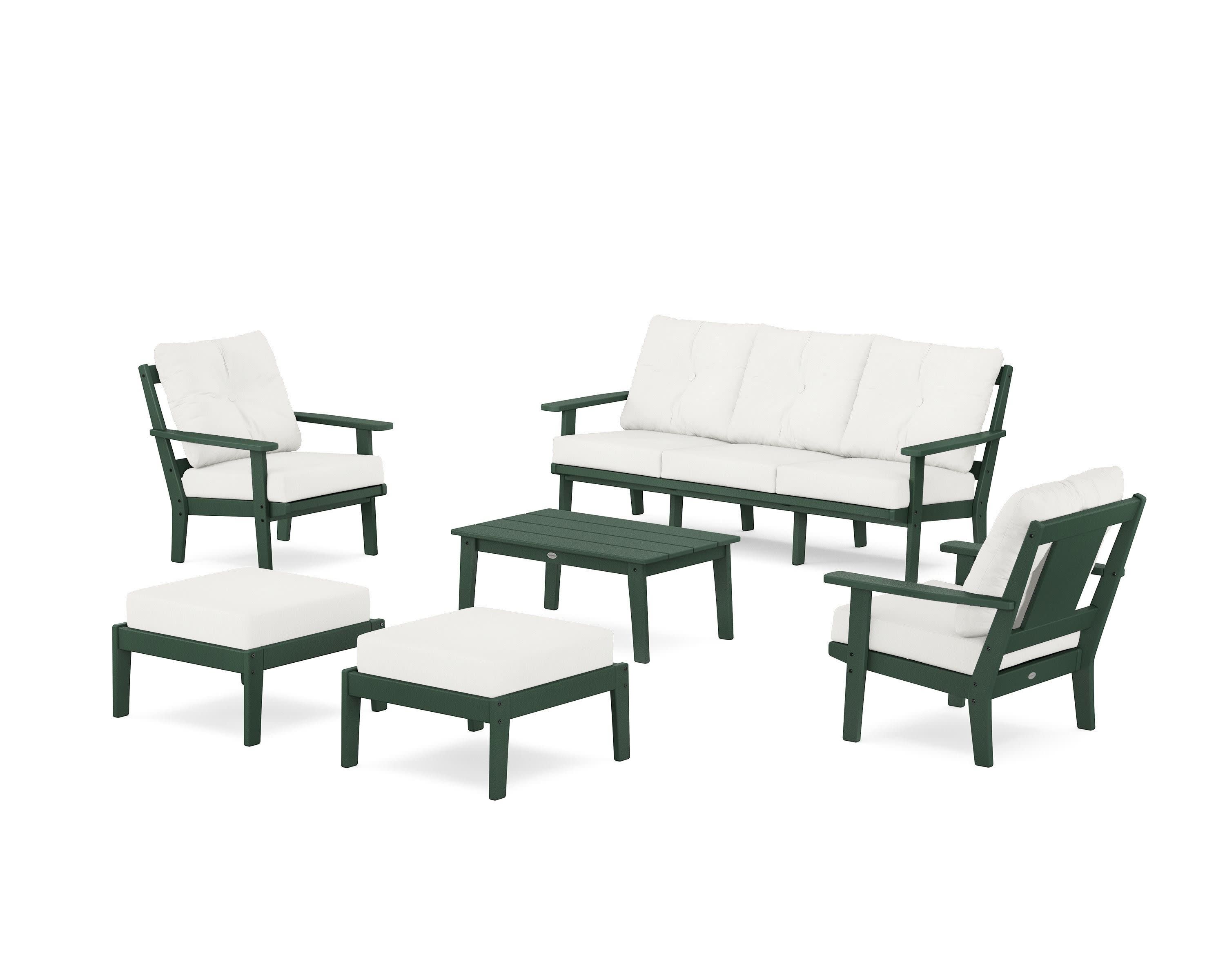 Prairie 6-Piece Lounge Sofa Set in Green / Natural Linen