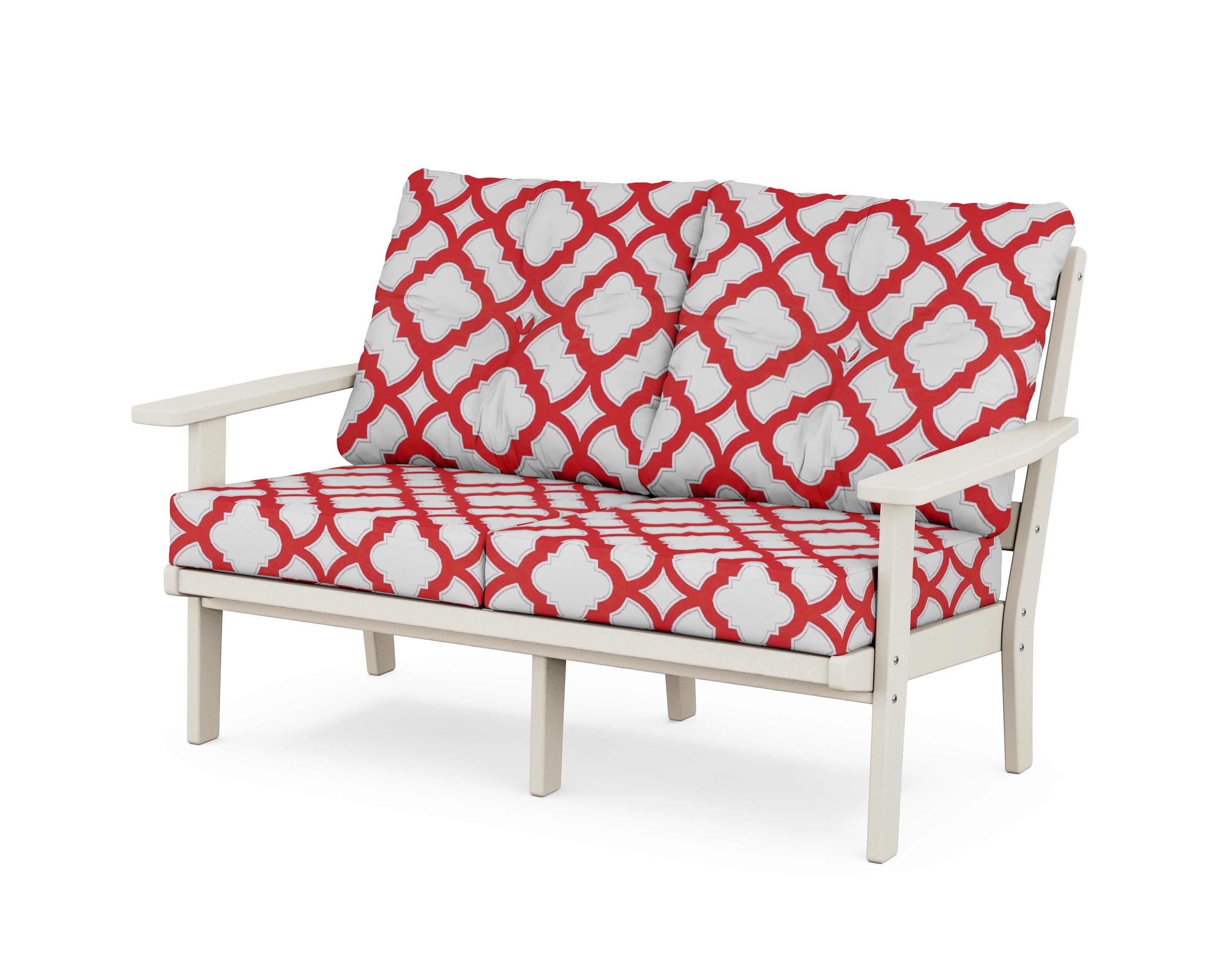 Prairie Deep SeatingLoveseat in Sand / Trellis Crimson