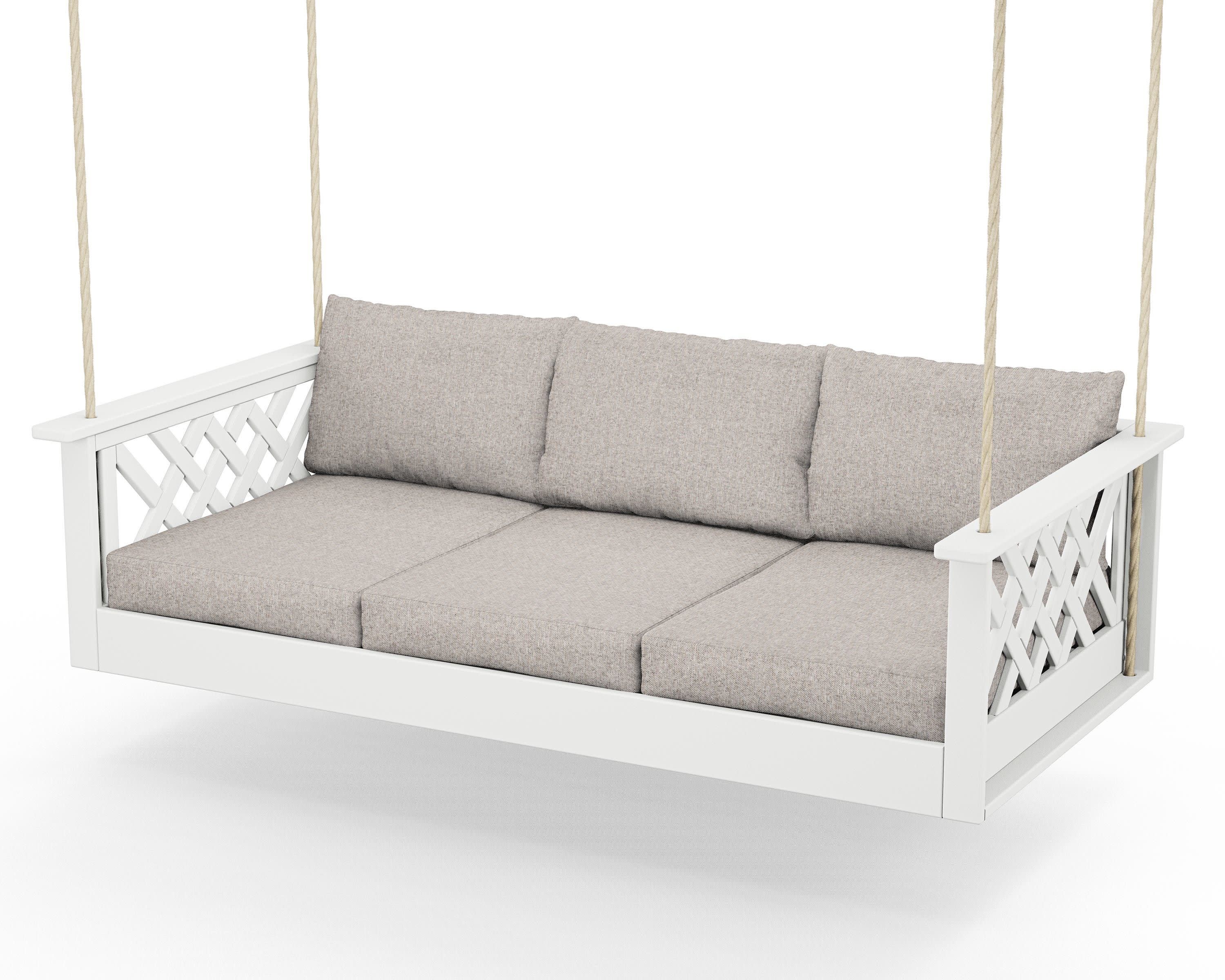 Wovendale Daybed Swing in White / Weathered Tweed