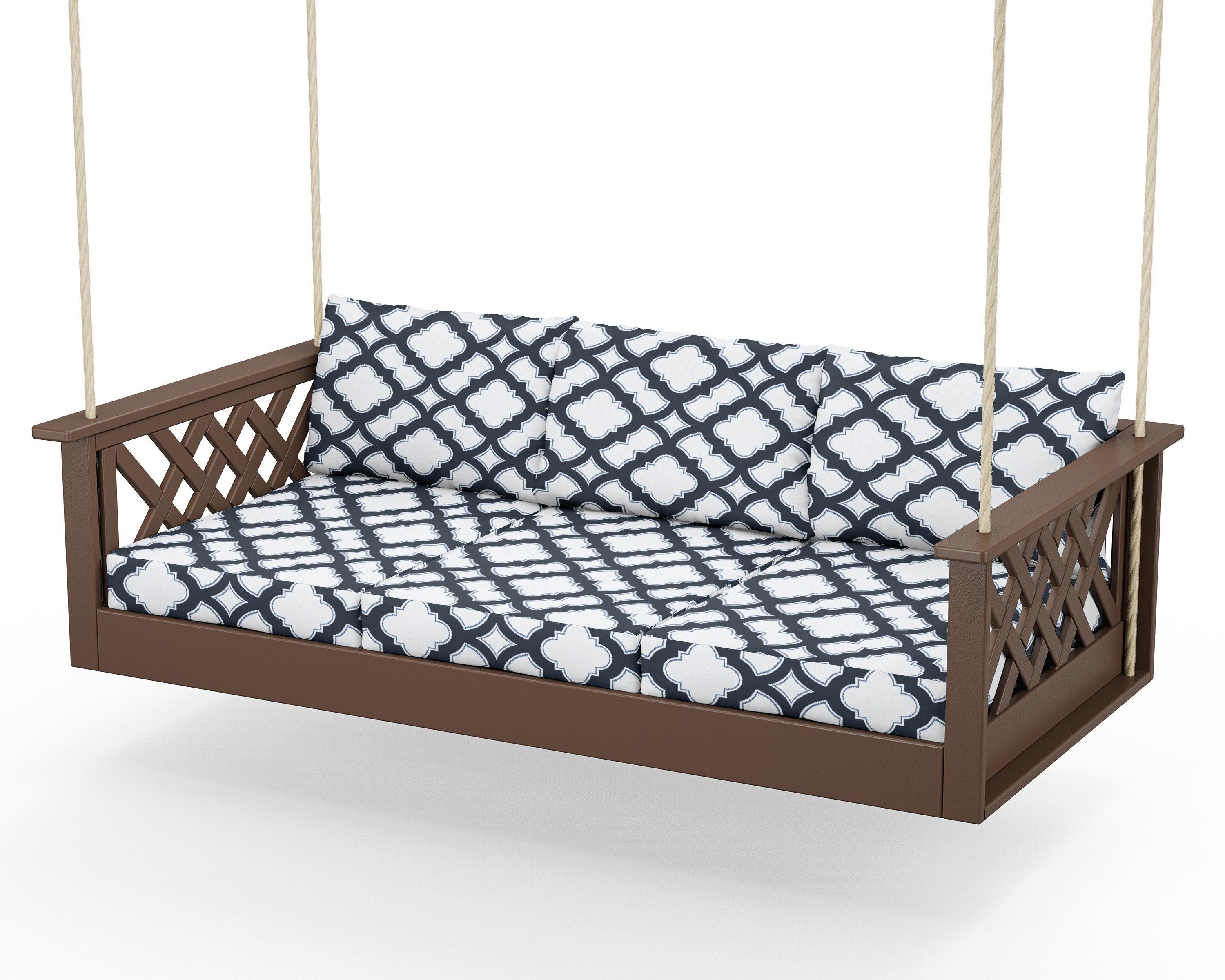 Wovendale Daybed Swing in Mahogany / Trellis Marine Indigo