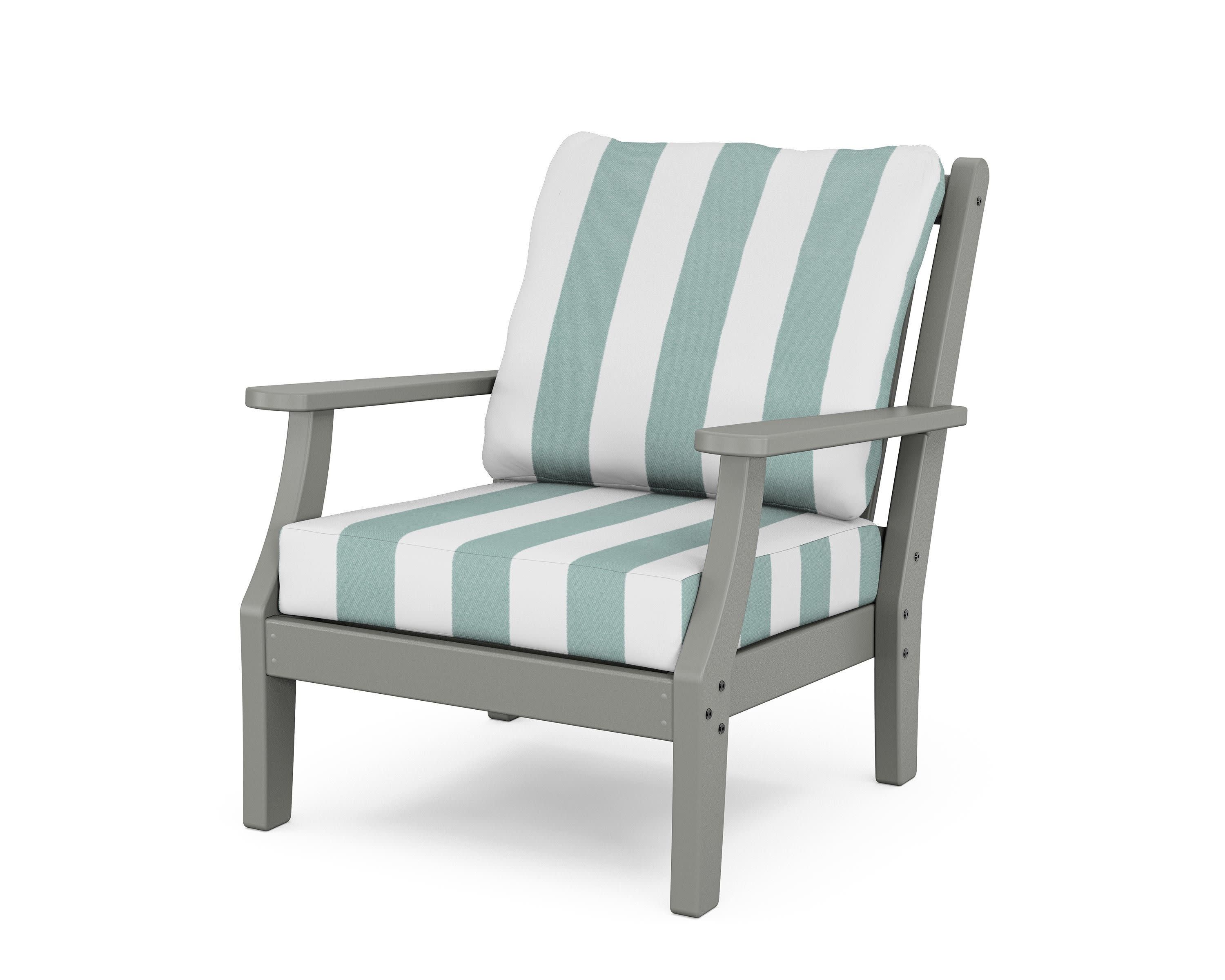 Wovendale Deep Seating Chair in Slate Grey / Cabana Stripe Glacier Spa