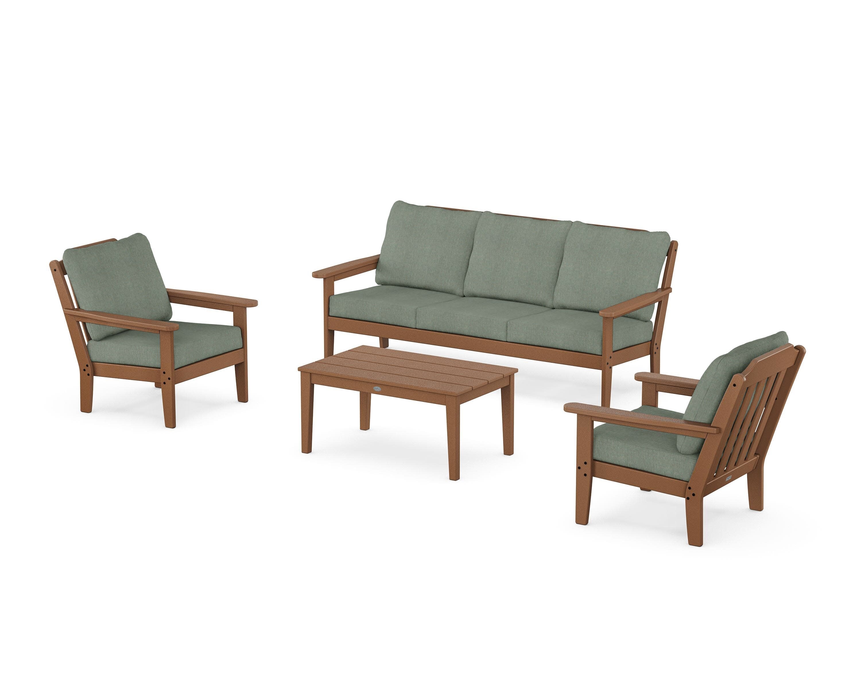 Cottage 4-Piece Deep Seating Set with Sofa in Teak / Cast Sage