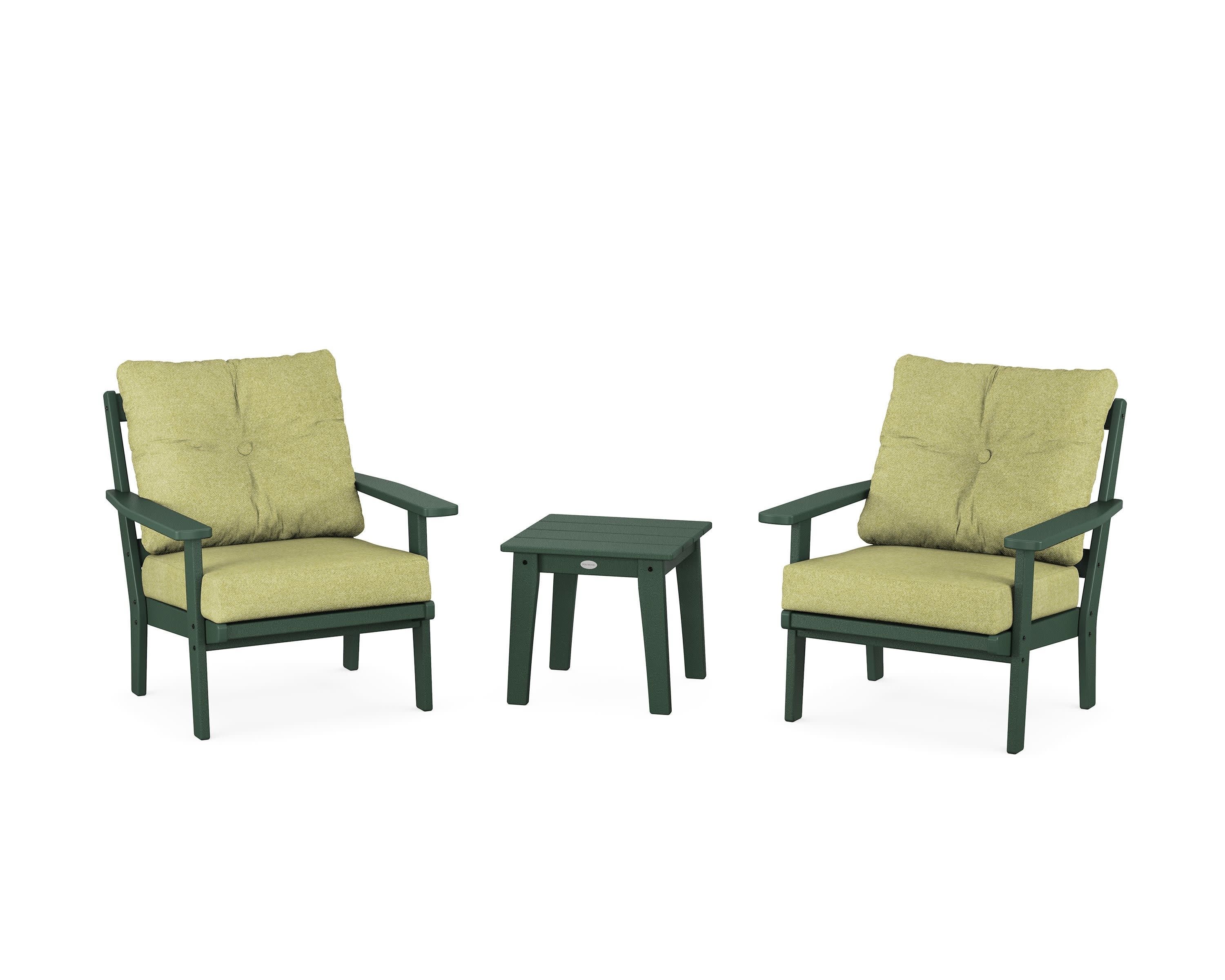 Prairie 3-Piece Deep Seating Set in Green / Chartreuse Boucle