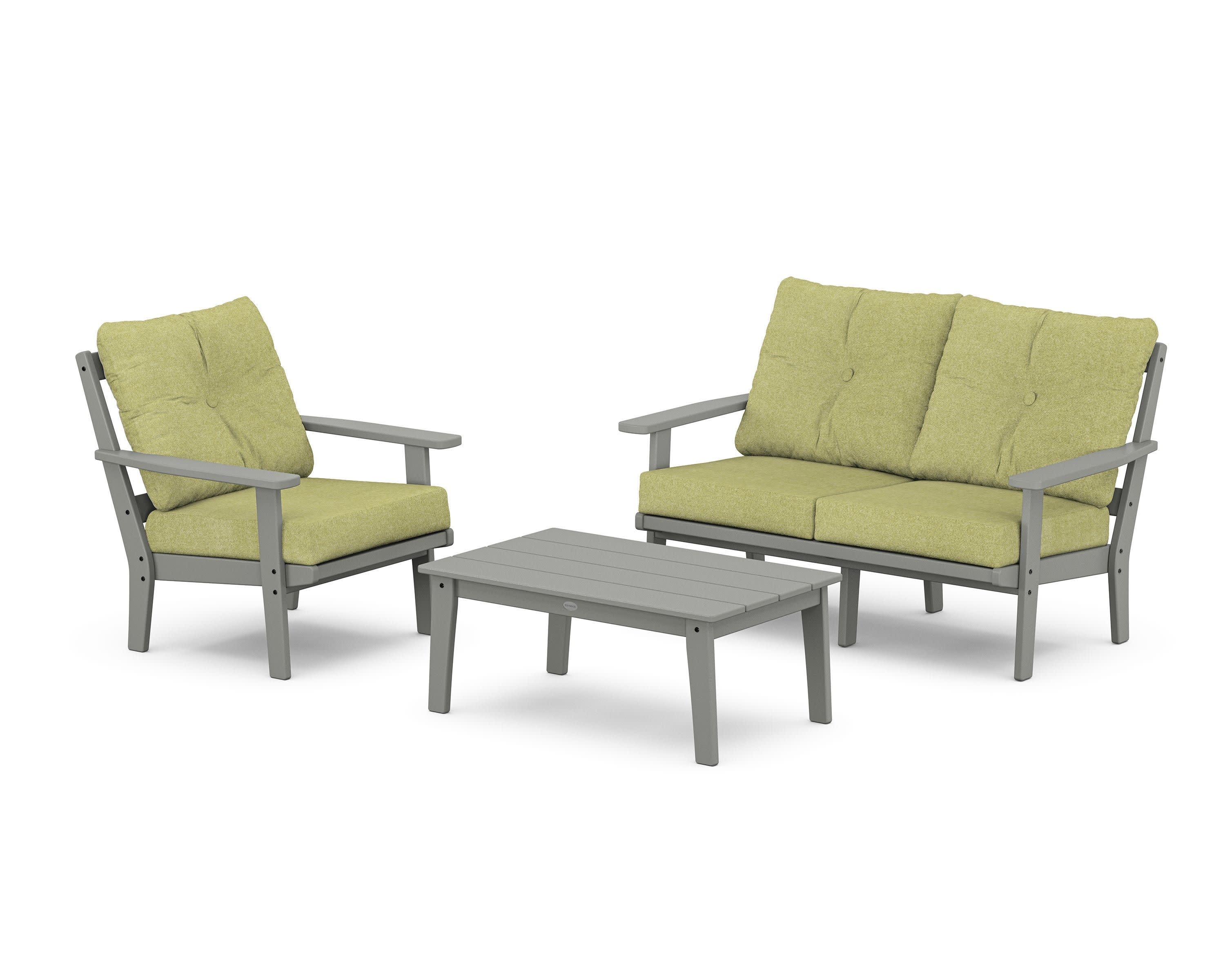 Prairie 3-Piece Deep Seating Set with Loveseat in Slate Grey / Chartreuse Boucle