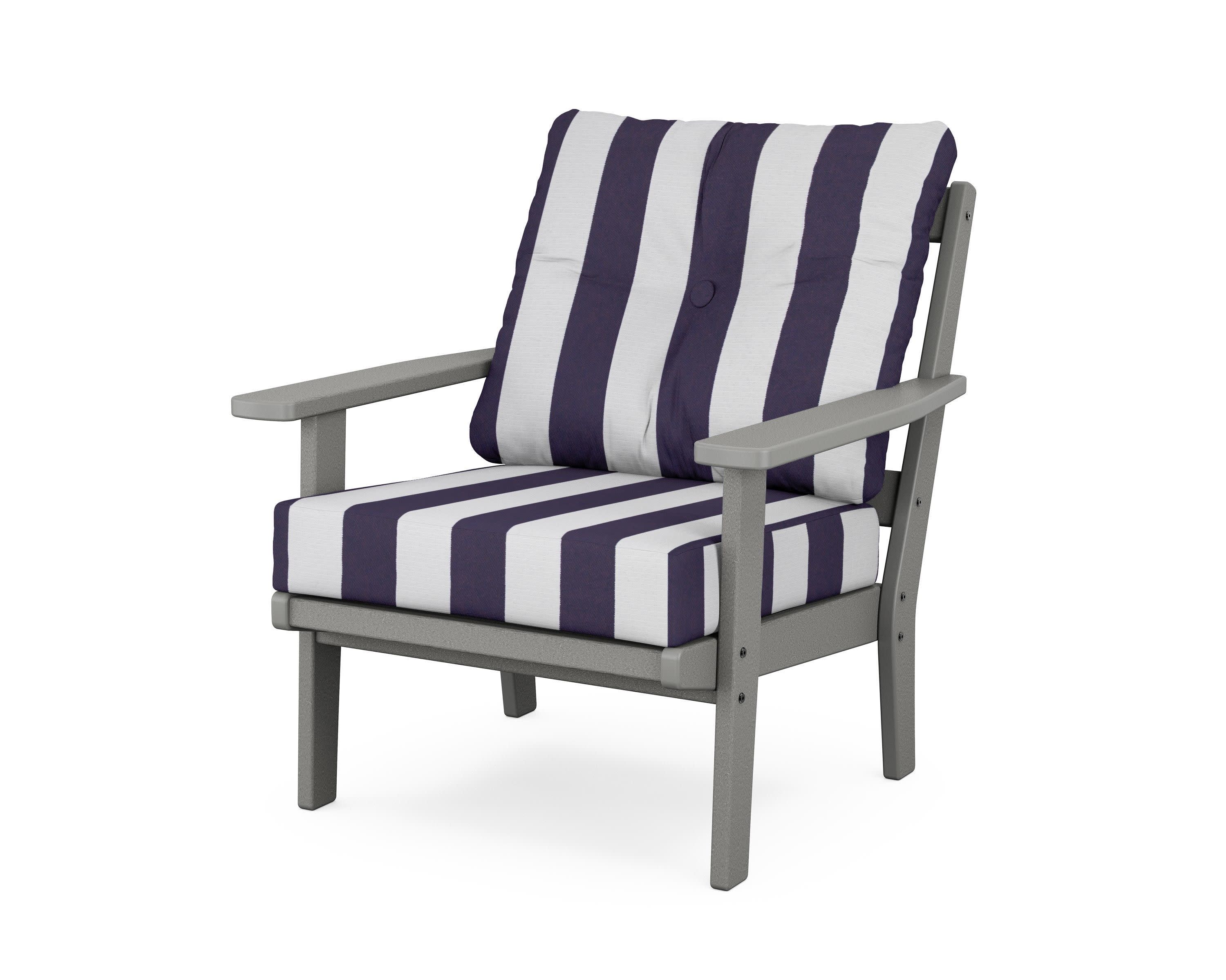 Prairie Deep Seating Chair in Slate Grey / Cabana Stripe Navy