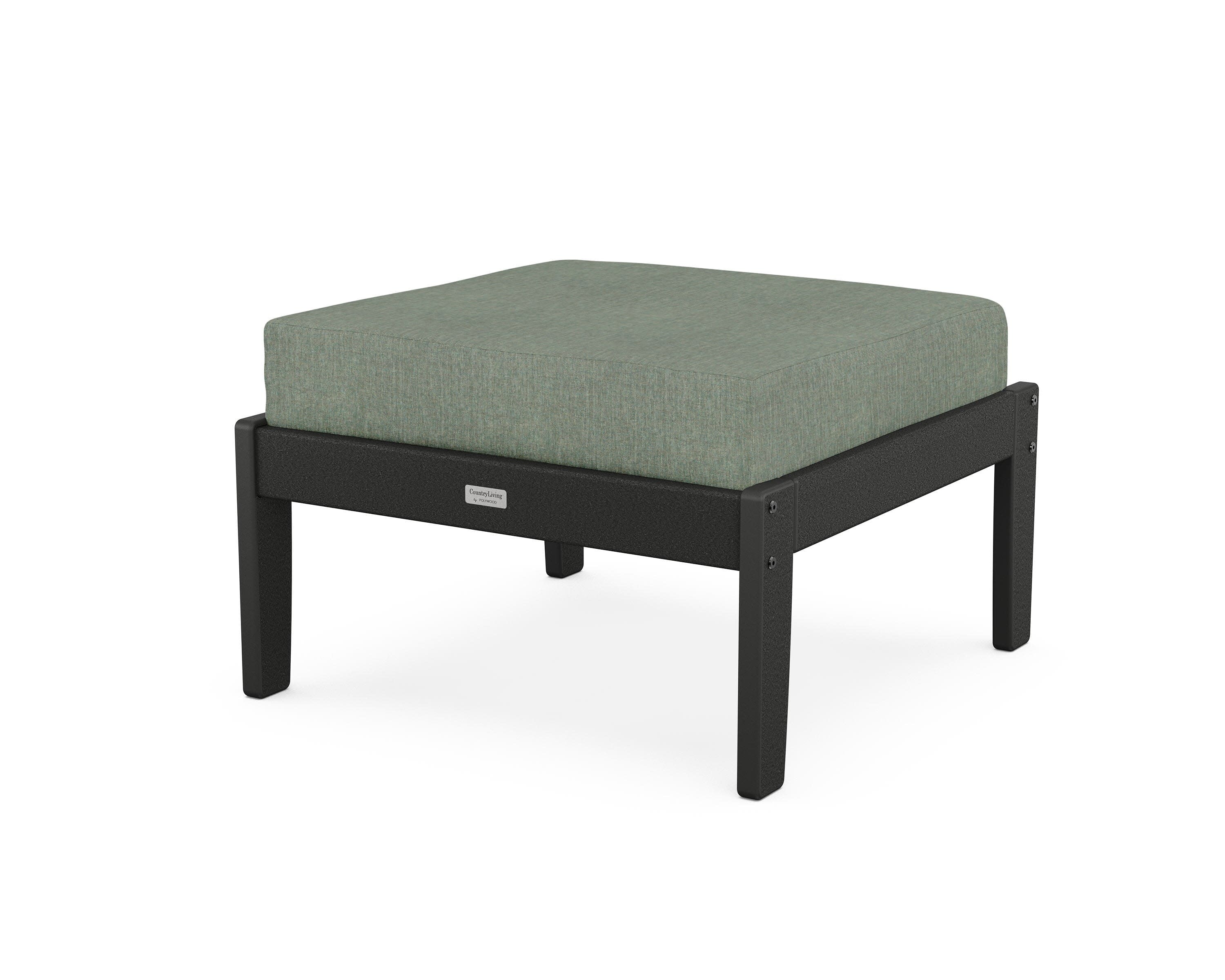 Cottage Deep Seating Ottoman in Black / Cast Sage