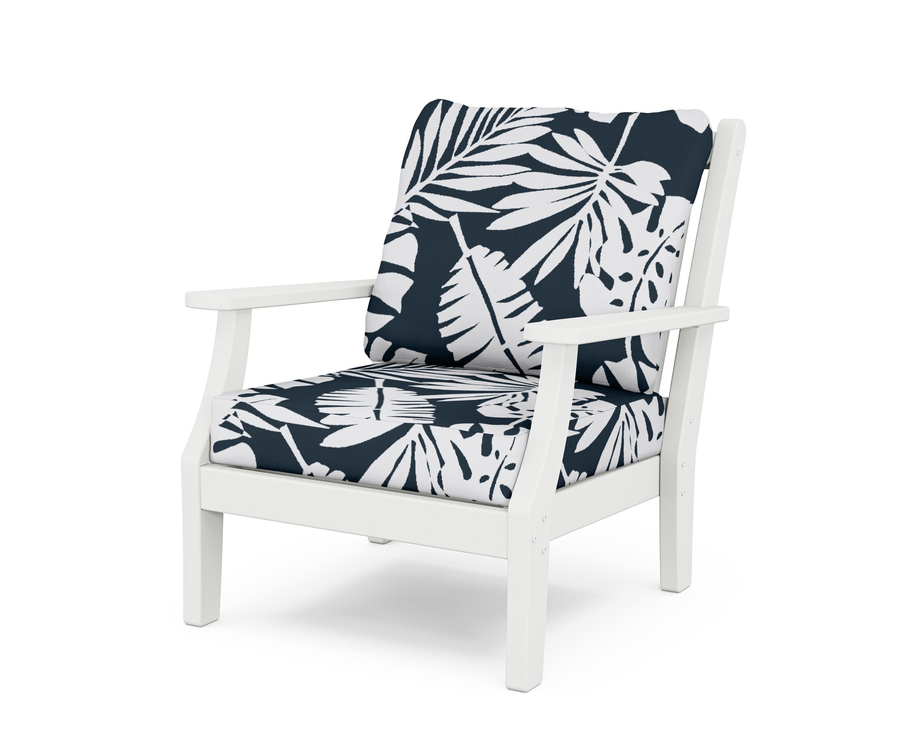 Wovendale Deep Seating Chair in White / Leaf Marine Indigo