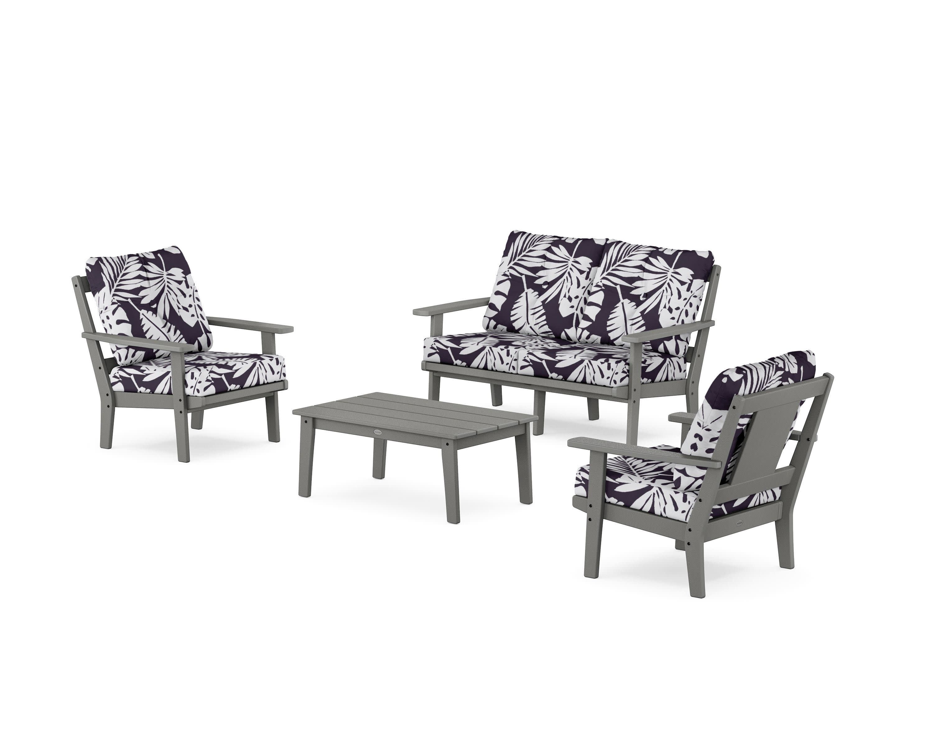 Prairie 4-Piece Deep Seating Set with Loveseat in Slate Grey / Leaf Navy