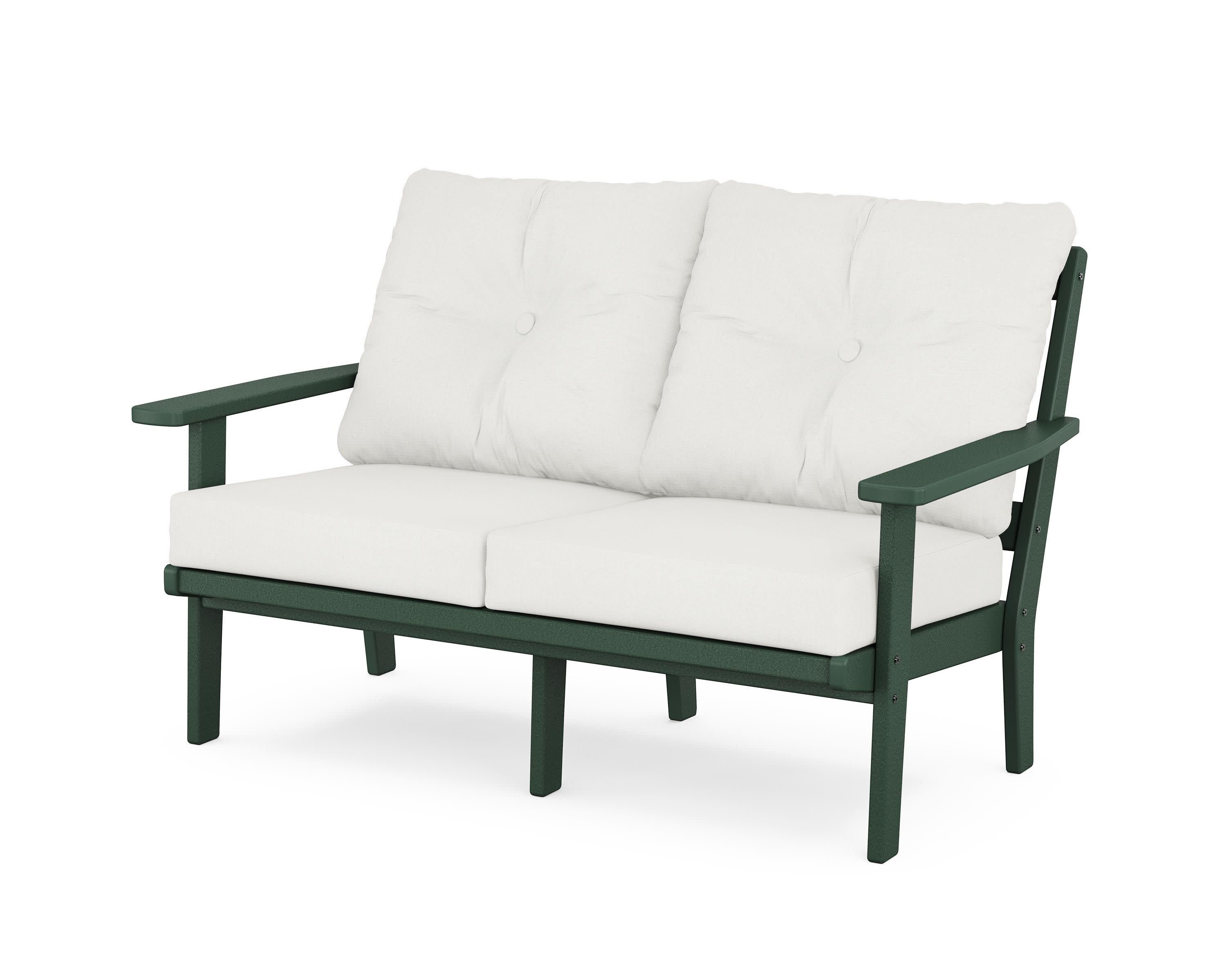Prairie Deep SeatingLoveseat in Green / Natural Linen
