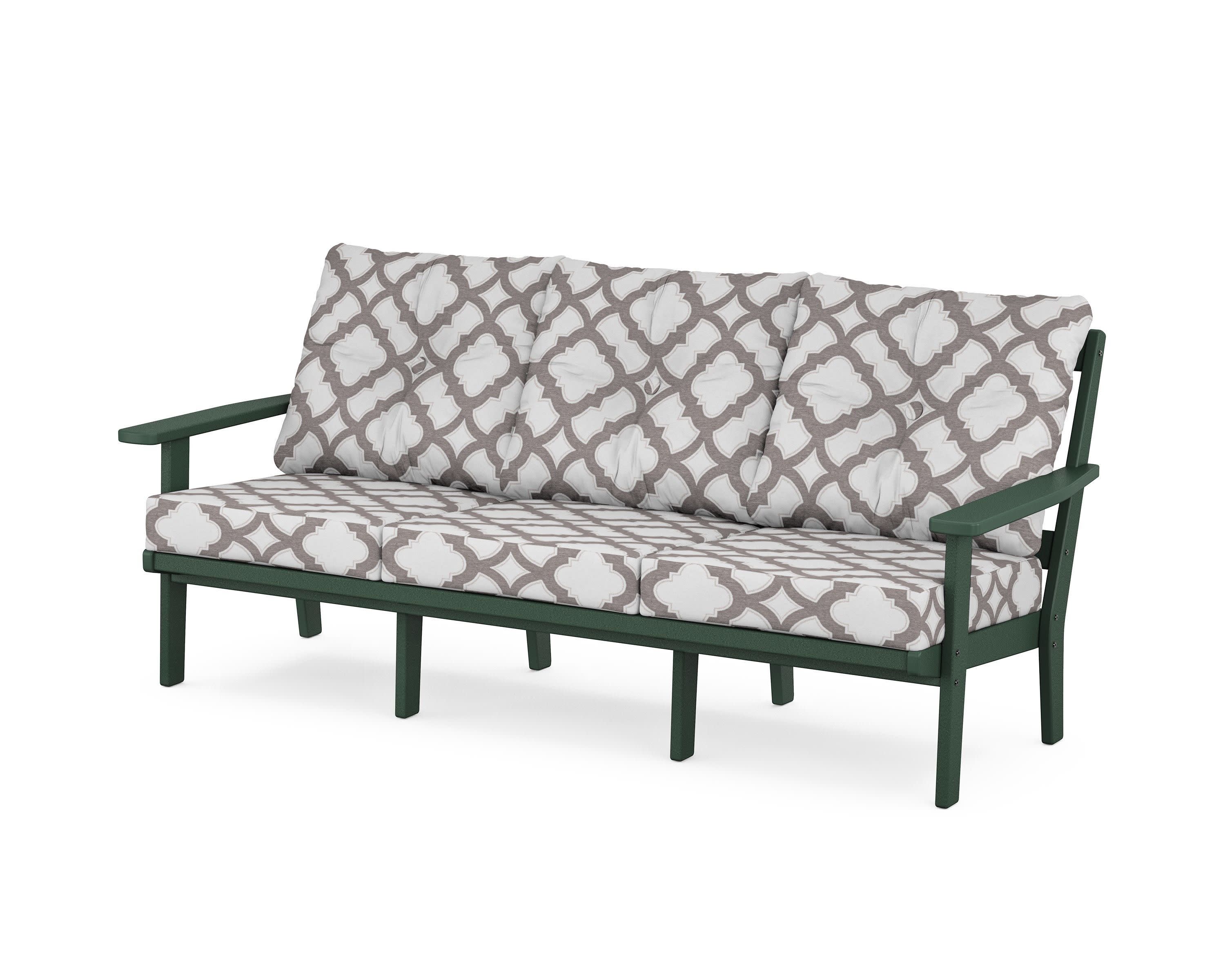 PrairieDeep Seating Sofa in Green / Trellis Grey Mist