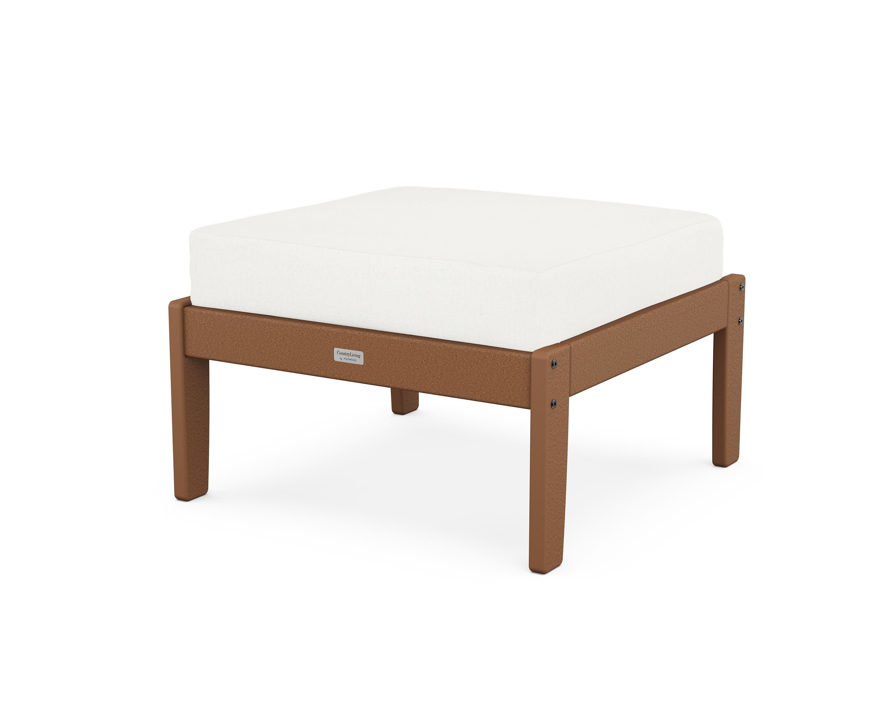 Cottage Deep Seating Ottoman in Teak / Natural Linen