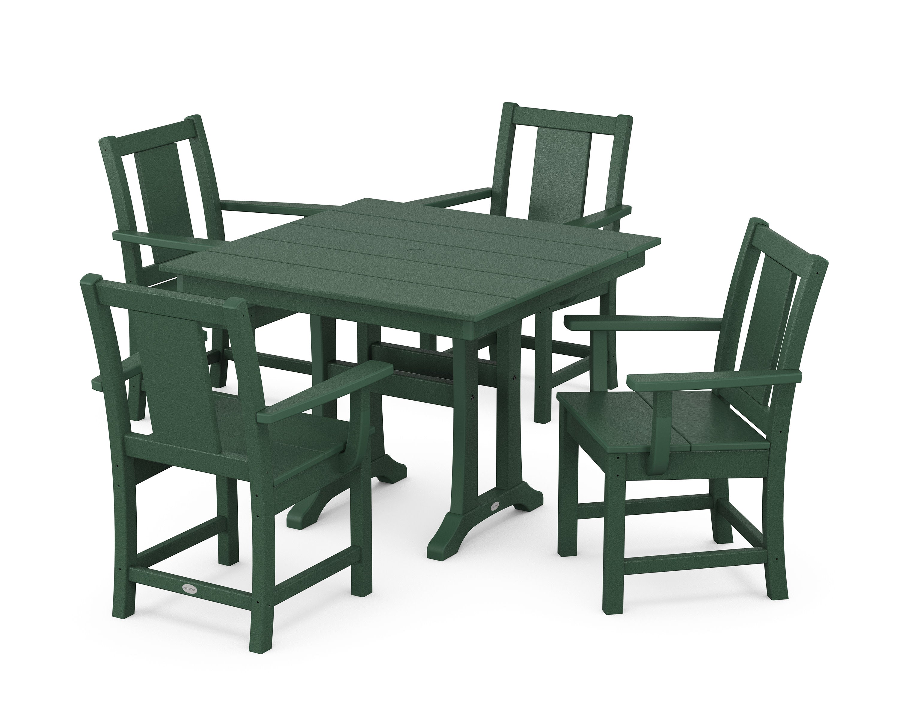 Prairie 5-Piece Farmhouse Dining Set with Trestle Legs in Green