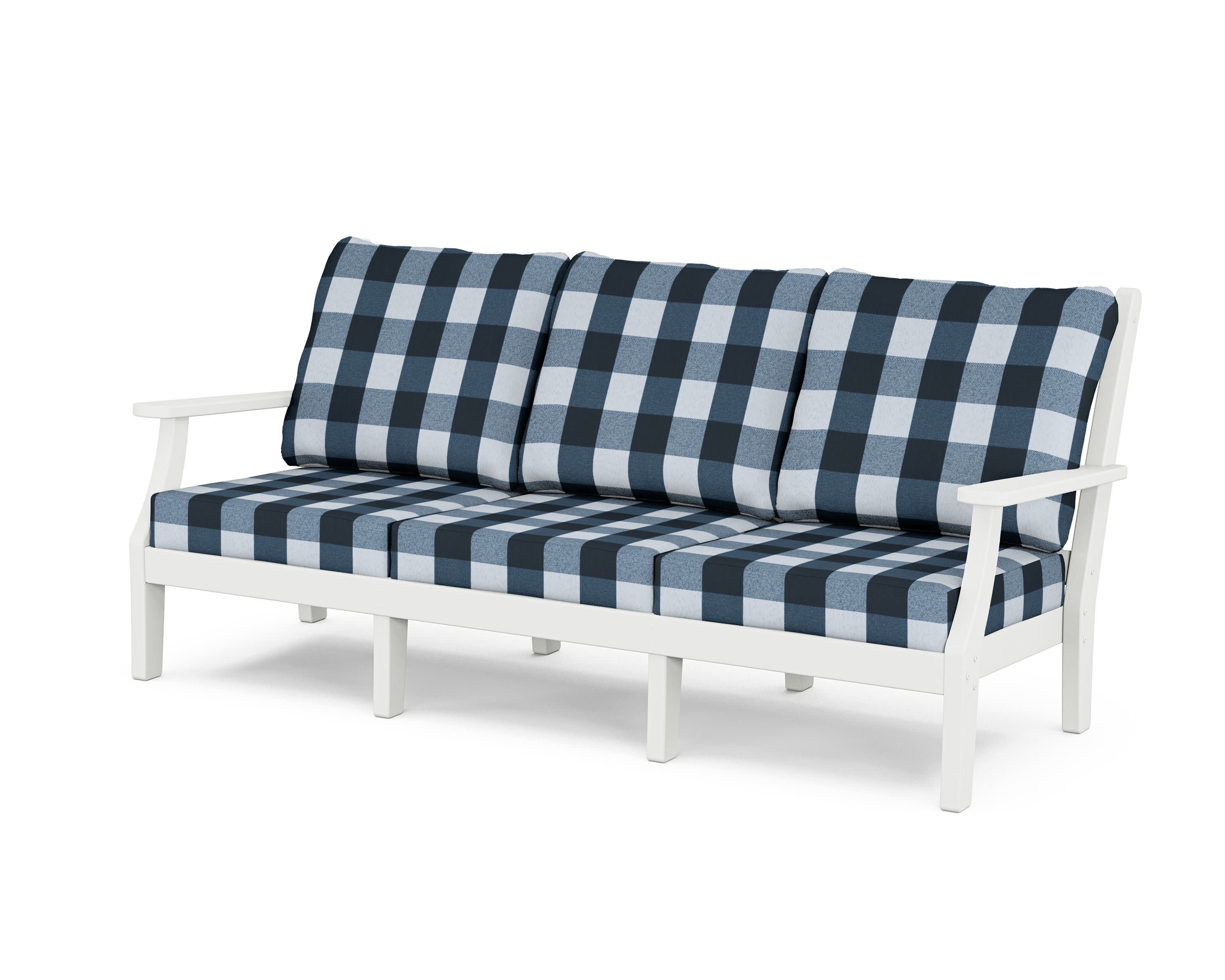 Wovendale Deep Seating Sofa in White / Buffalo Plaid Marine Indigo