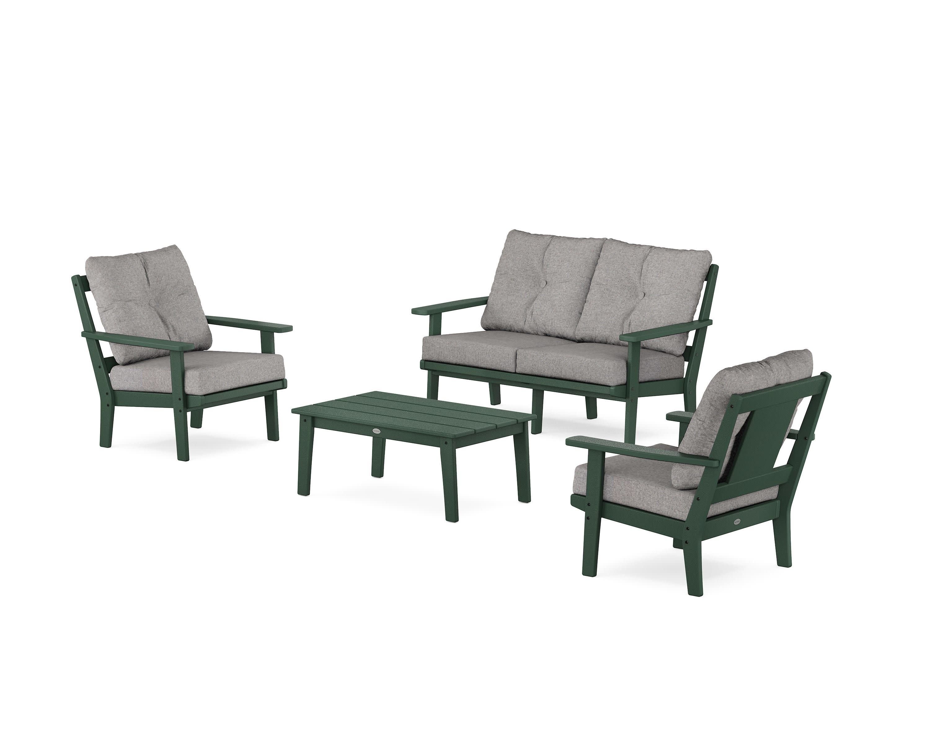 Prairie 4-Piece Deep Seating Set with Loveseat in Green / Grey Mist