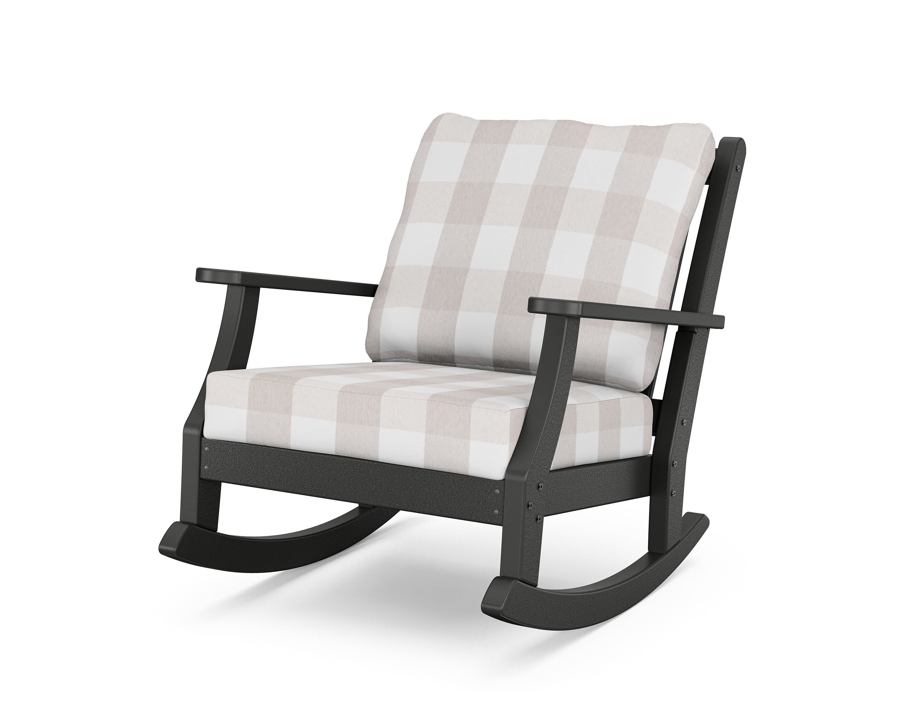 Wovendale Deep Seating Rocking Chair in Black / Buffalo Plaid Dune Burlap