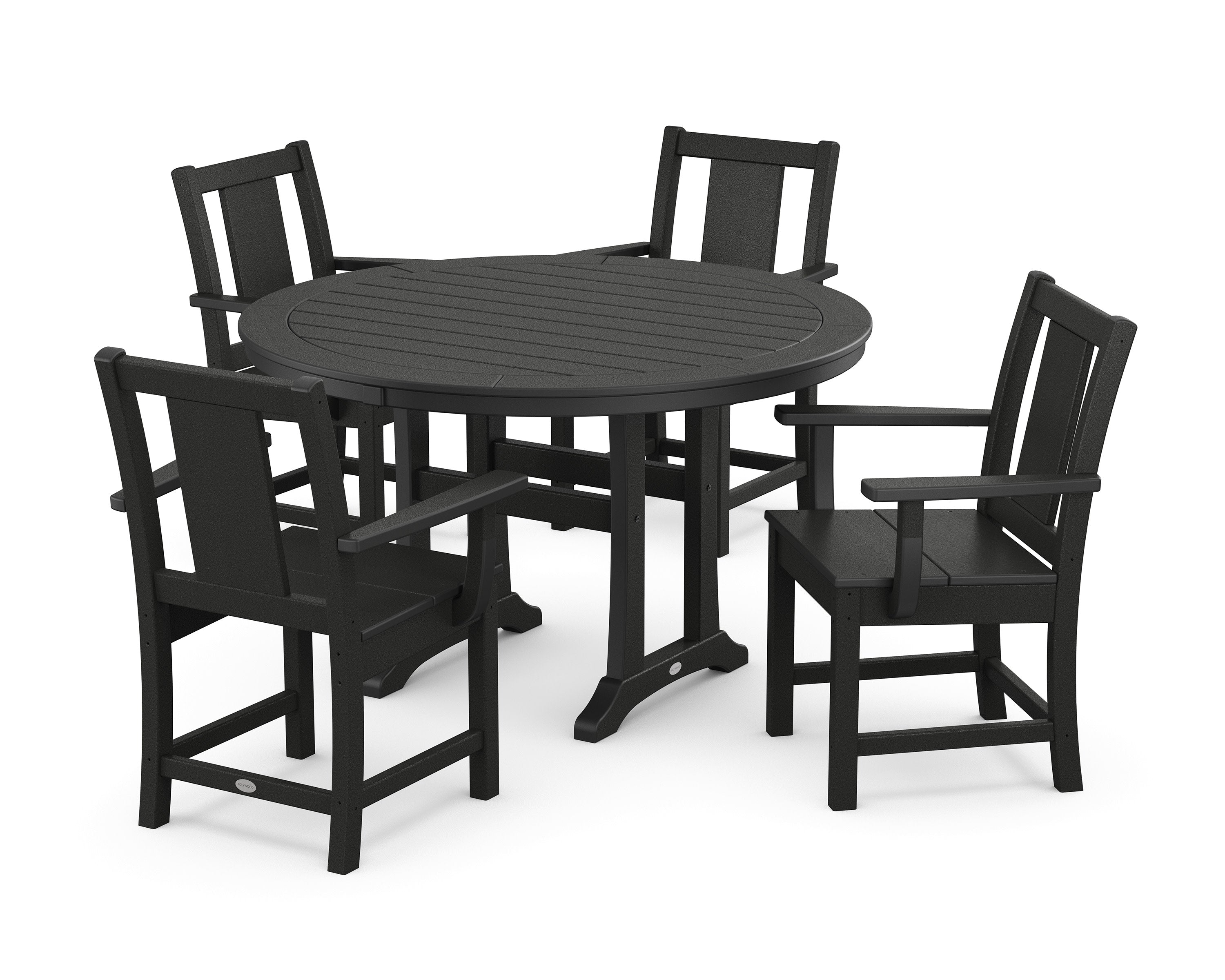 Prairie 5-Piece Round Dining Set with Trestle Legs in Black