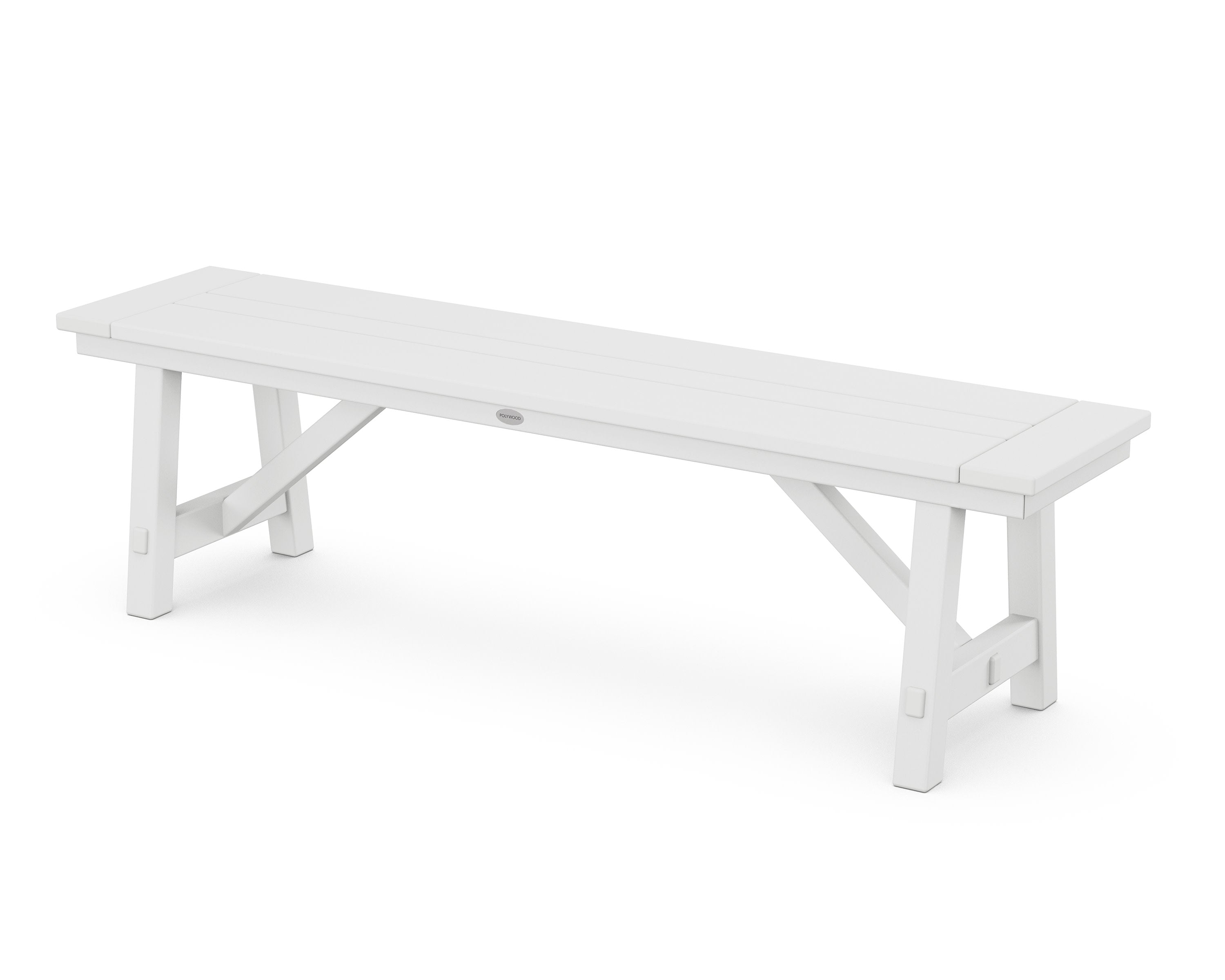 Rustic Farmhouse 60" Backless Bench in White