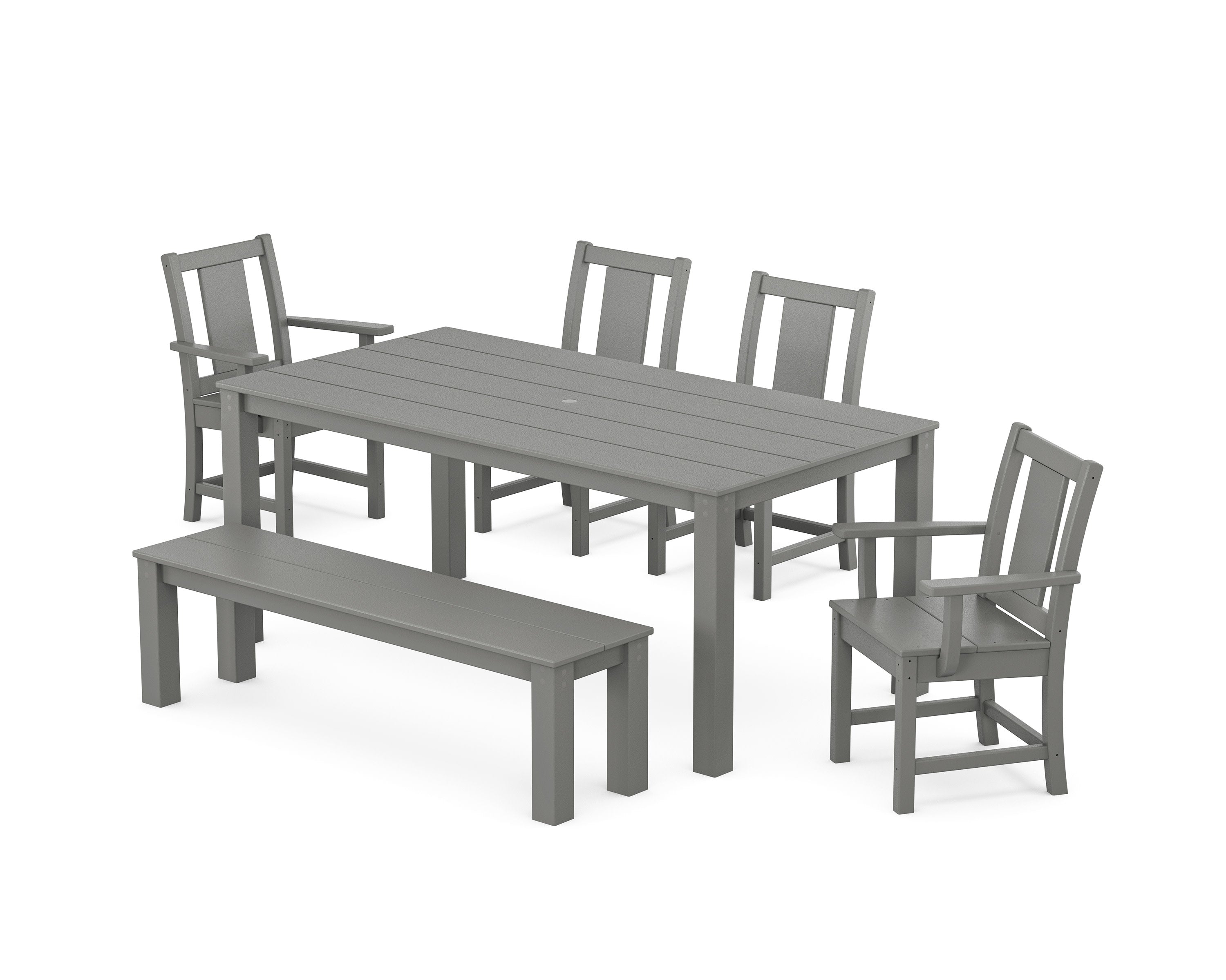 Prairie 6-Piece Parsons Dining Set with Bench in Slate Grey