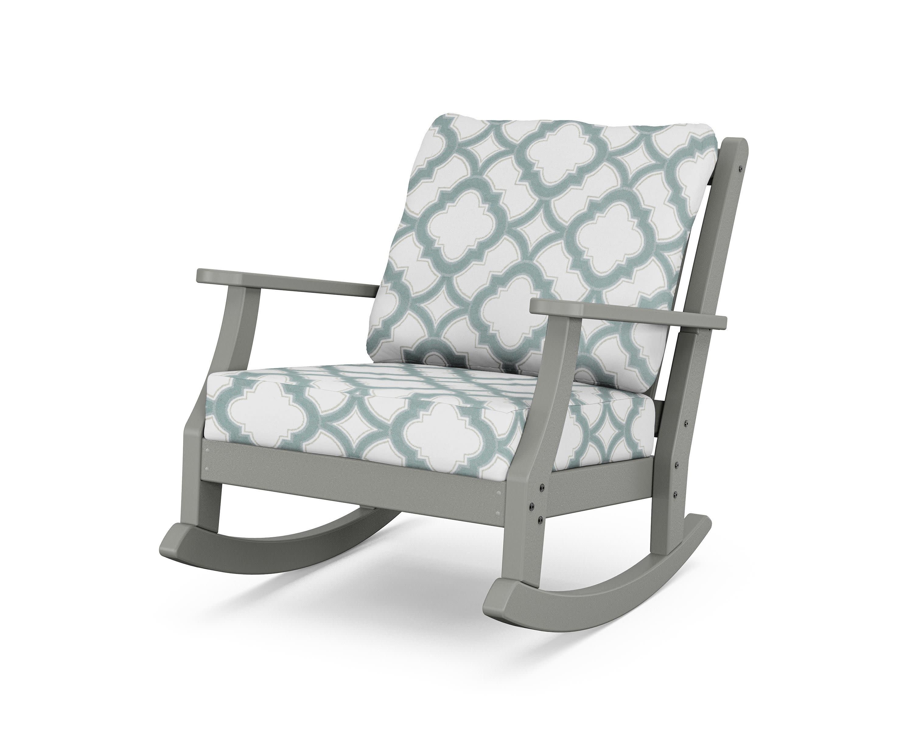 Wovendale Deep Seating Rocking Chair in Slate Grey / Trellis Glacier Spa