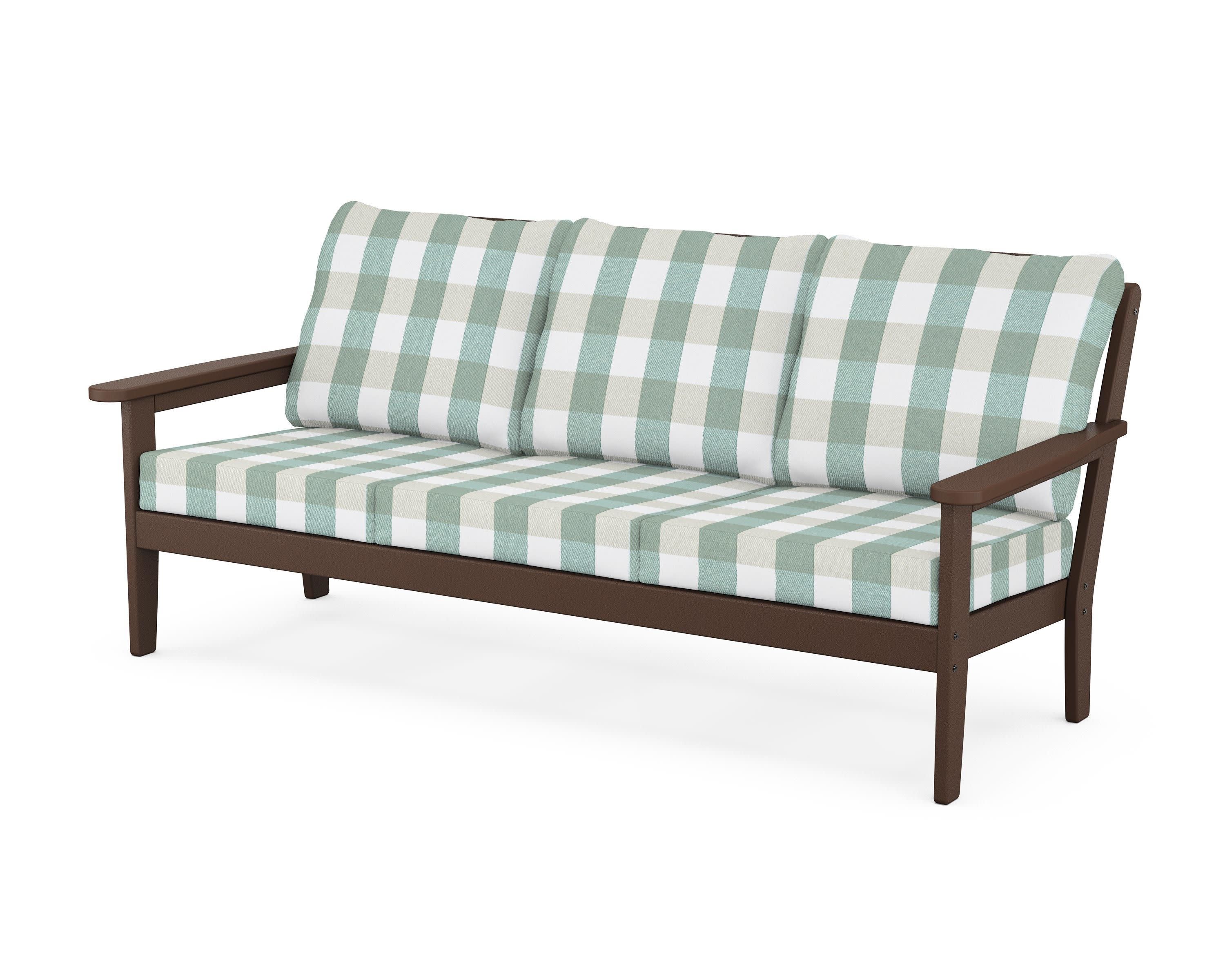 Cottage Deep Seating Sofa in Mahogany / Buffalo Plaid Glacier Spa