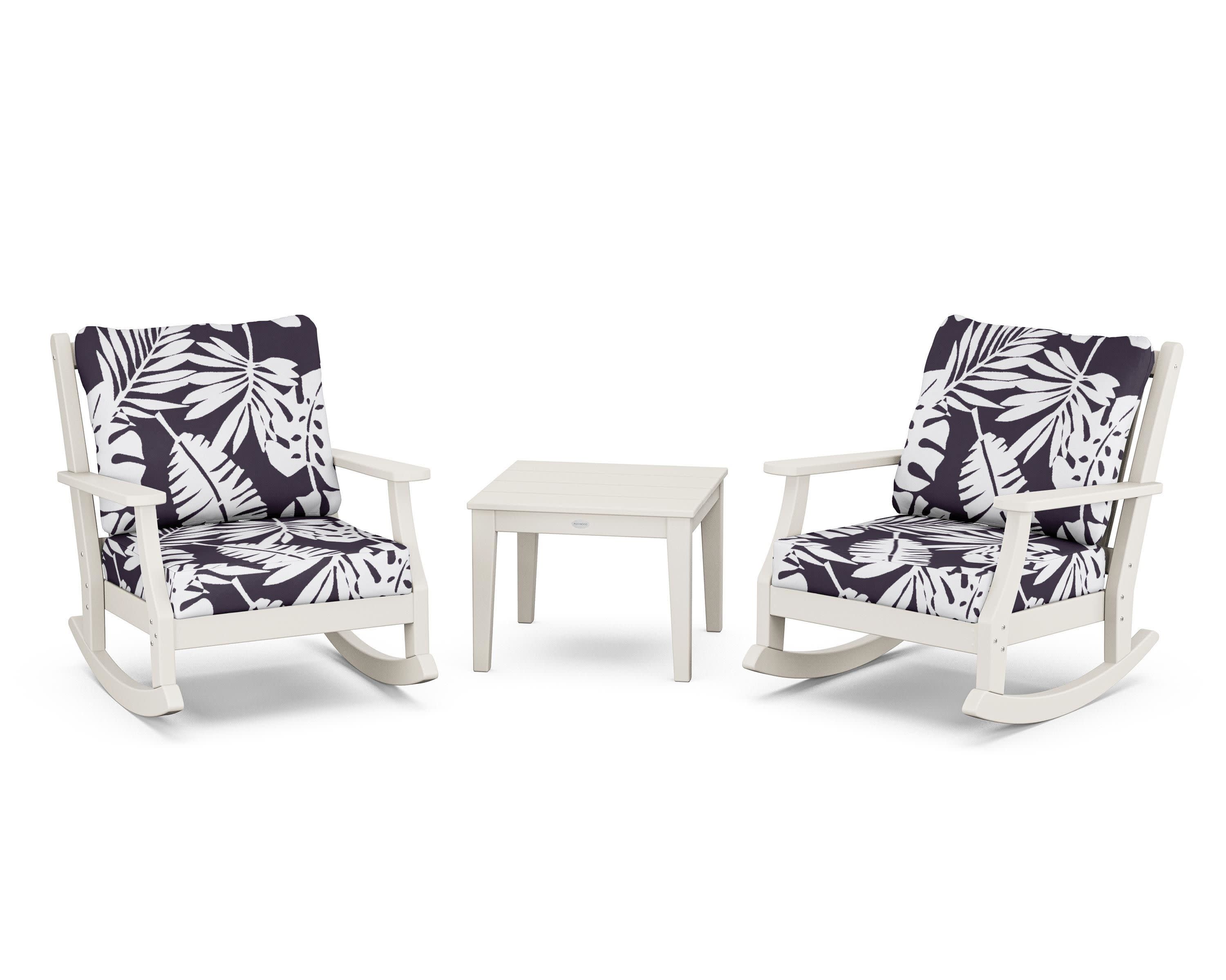 Wovendale 3-Piece Deep Seating Rocker Set in Sand / Leaf Navy