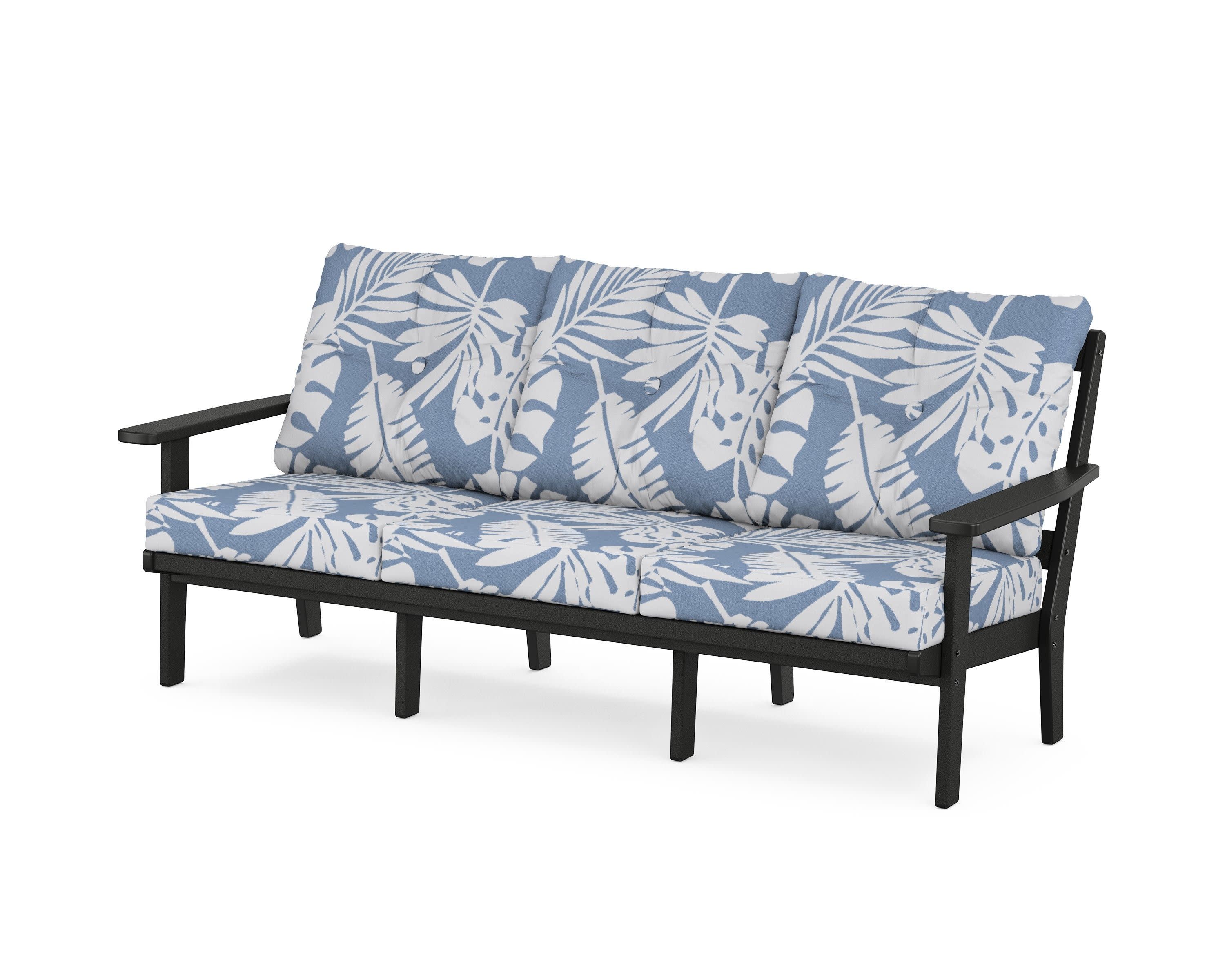 PrairieDeep Seating Sofa in Black / Leaf Sky Blue