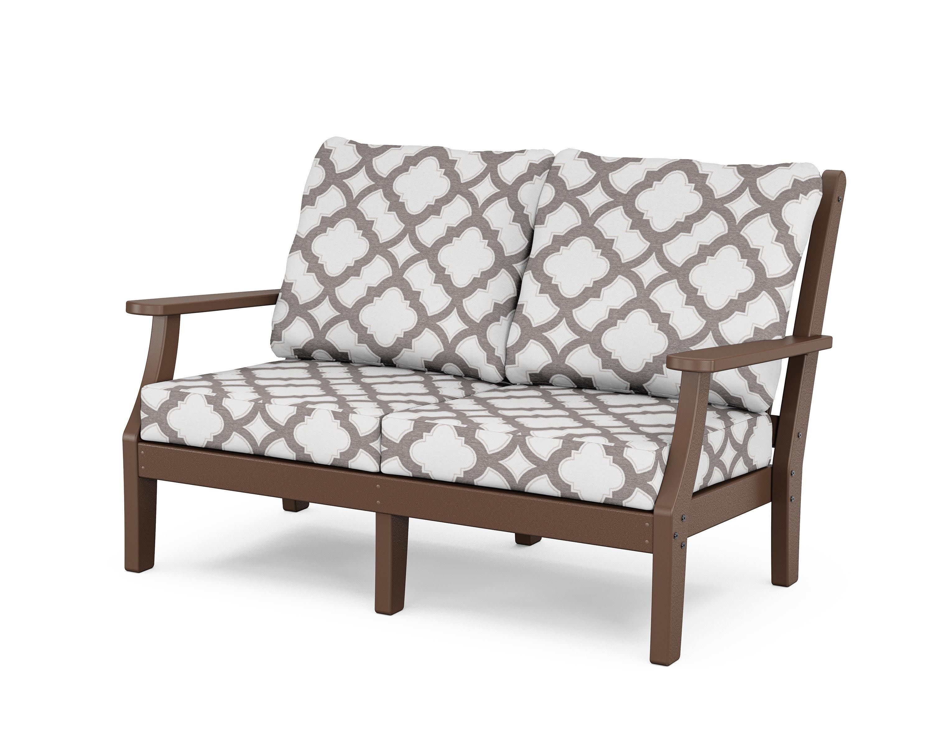 Wovendale Deep Seating Loveseat in Mahogany / Trellis Grey Mist