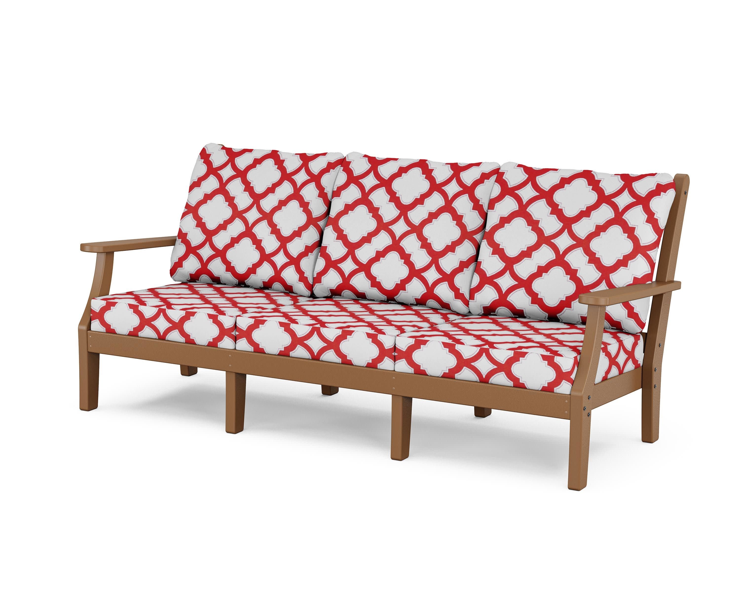 Wovendale Deep Seating Sofa in Teak / Trellis Crimson