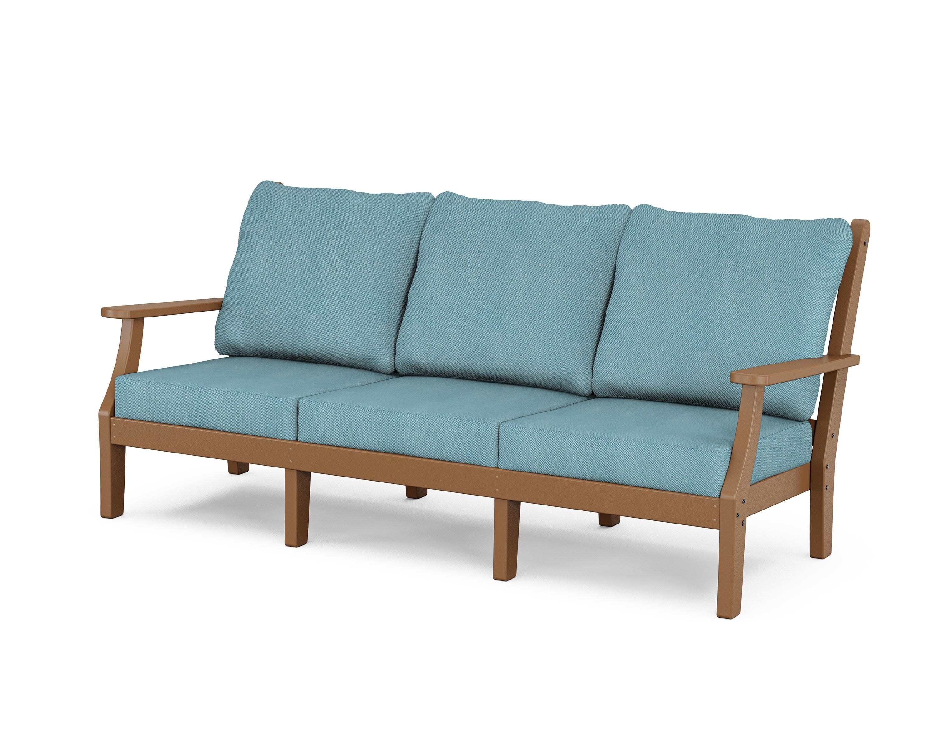 Wovendale Deep Seating Sofa in Teak / Lattice Sky Blue