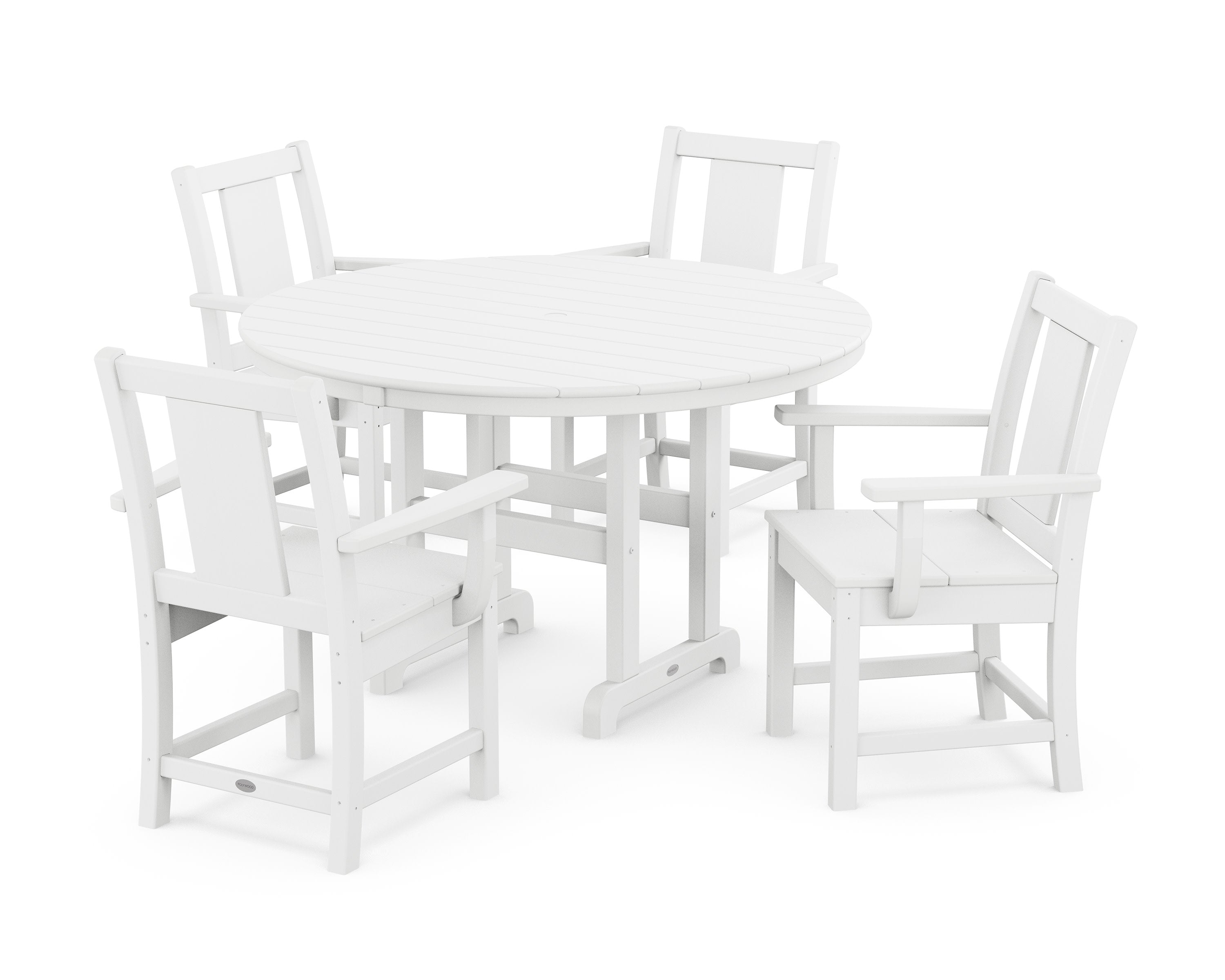 Prairie 5-Piece Round Farmhouse Dining Set in White