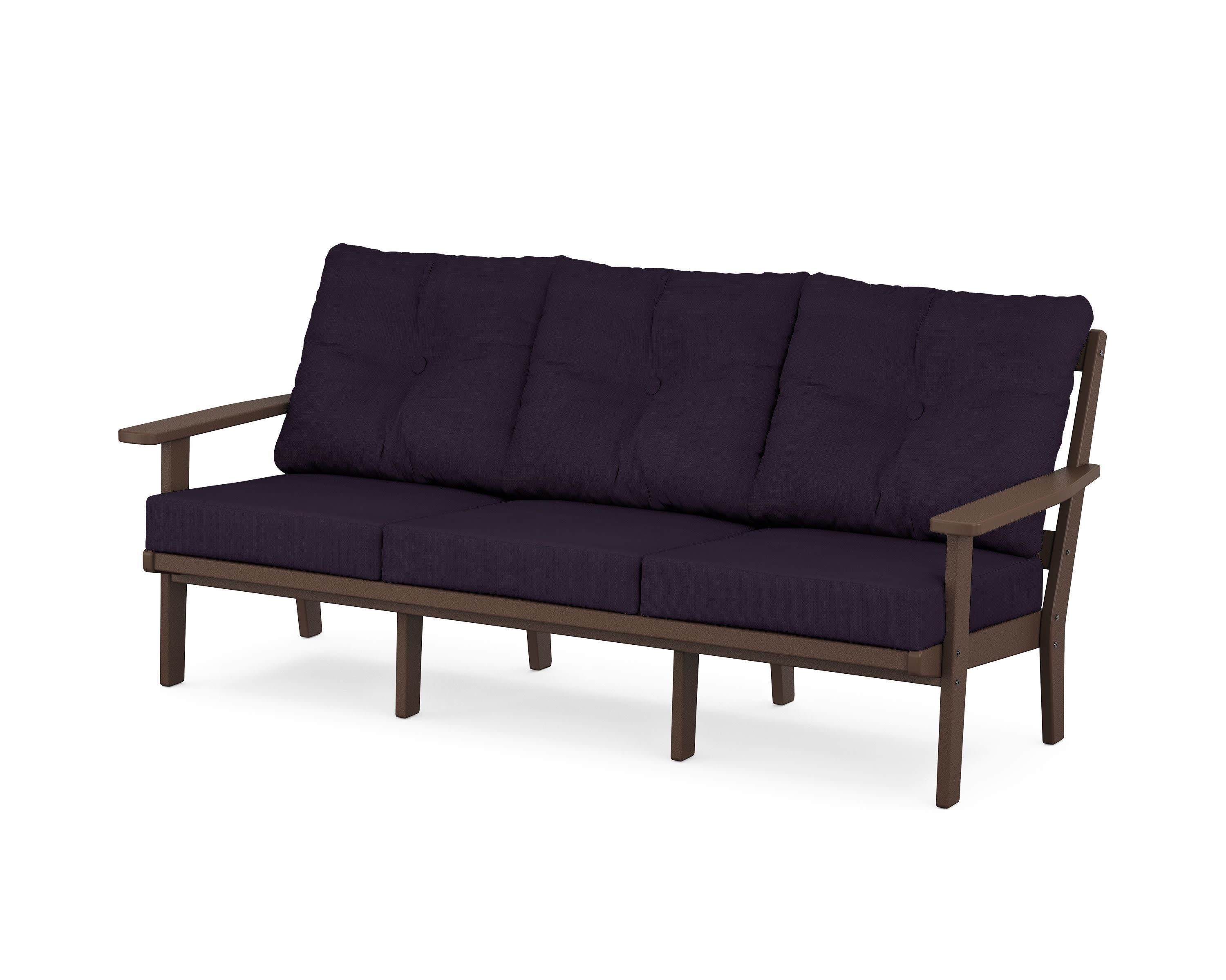 PrairieDeep Seating Sofa in Mahogany / Navy Linen