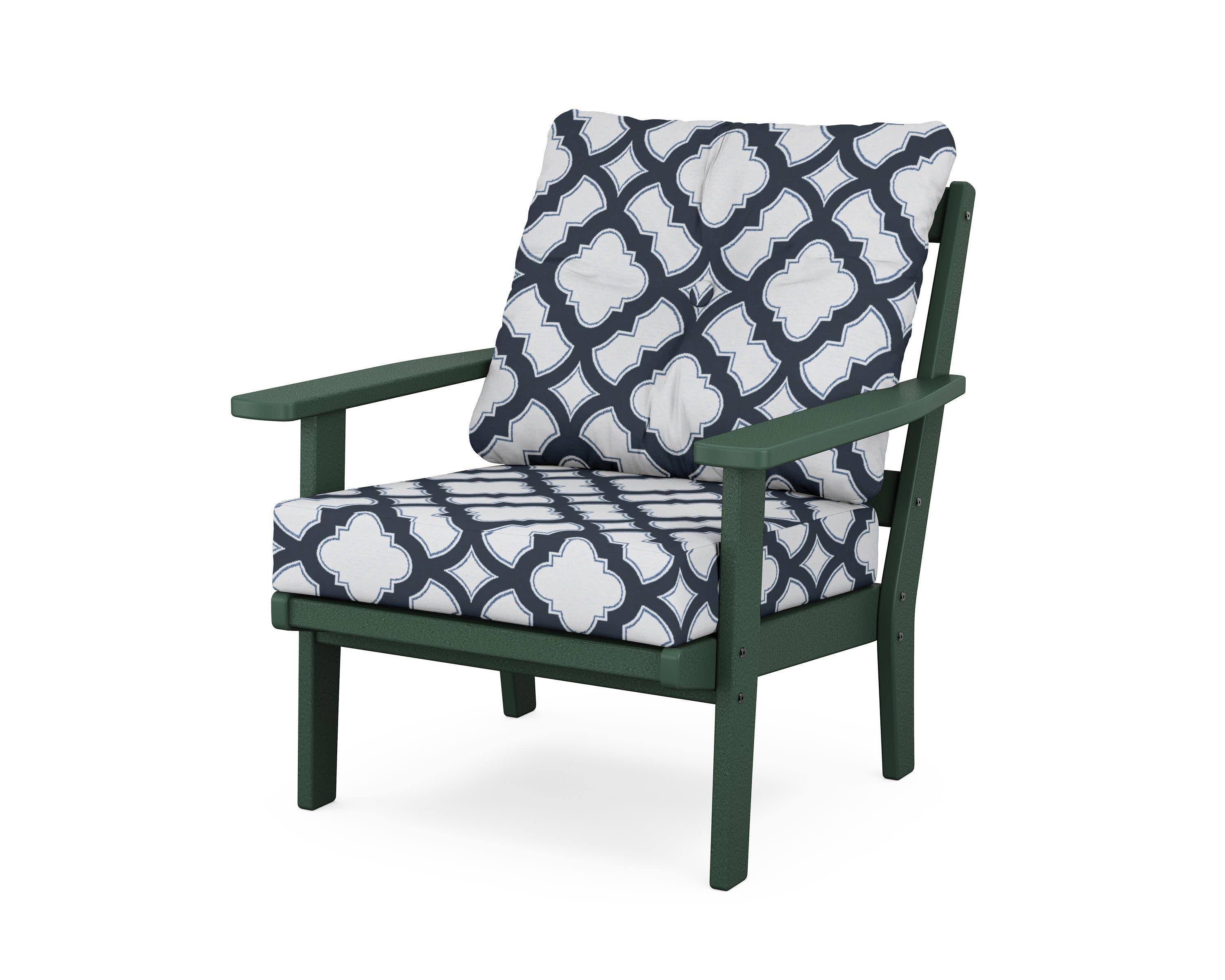 Prairie Deep Seating Chair in Green / Trellis Marine Indigo