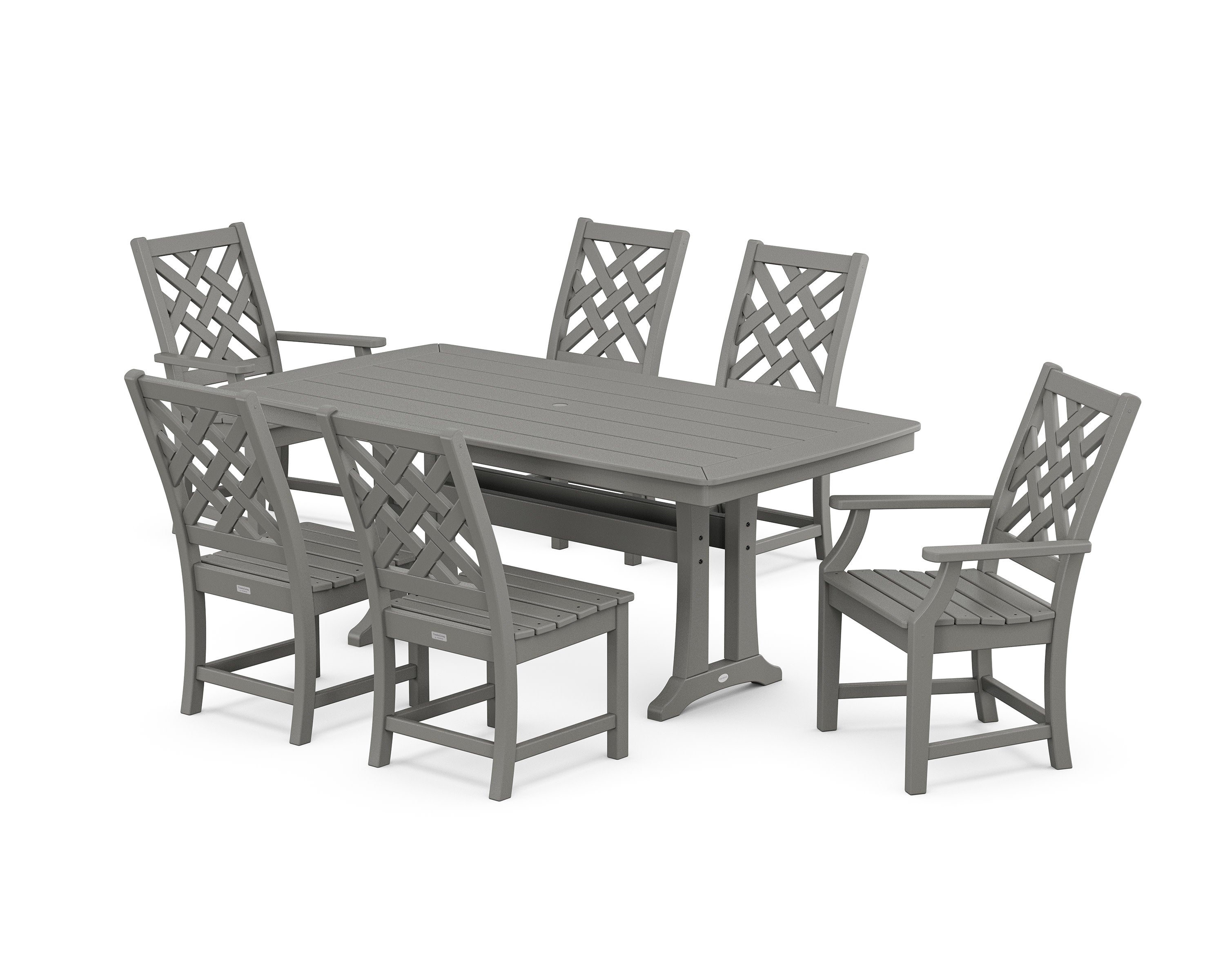 Wovendale 7-Piece Dining Set with Trestle Legs in Slate Grey