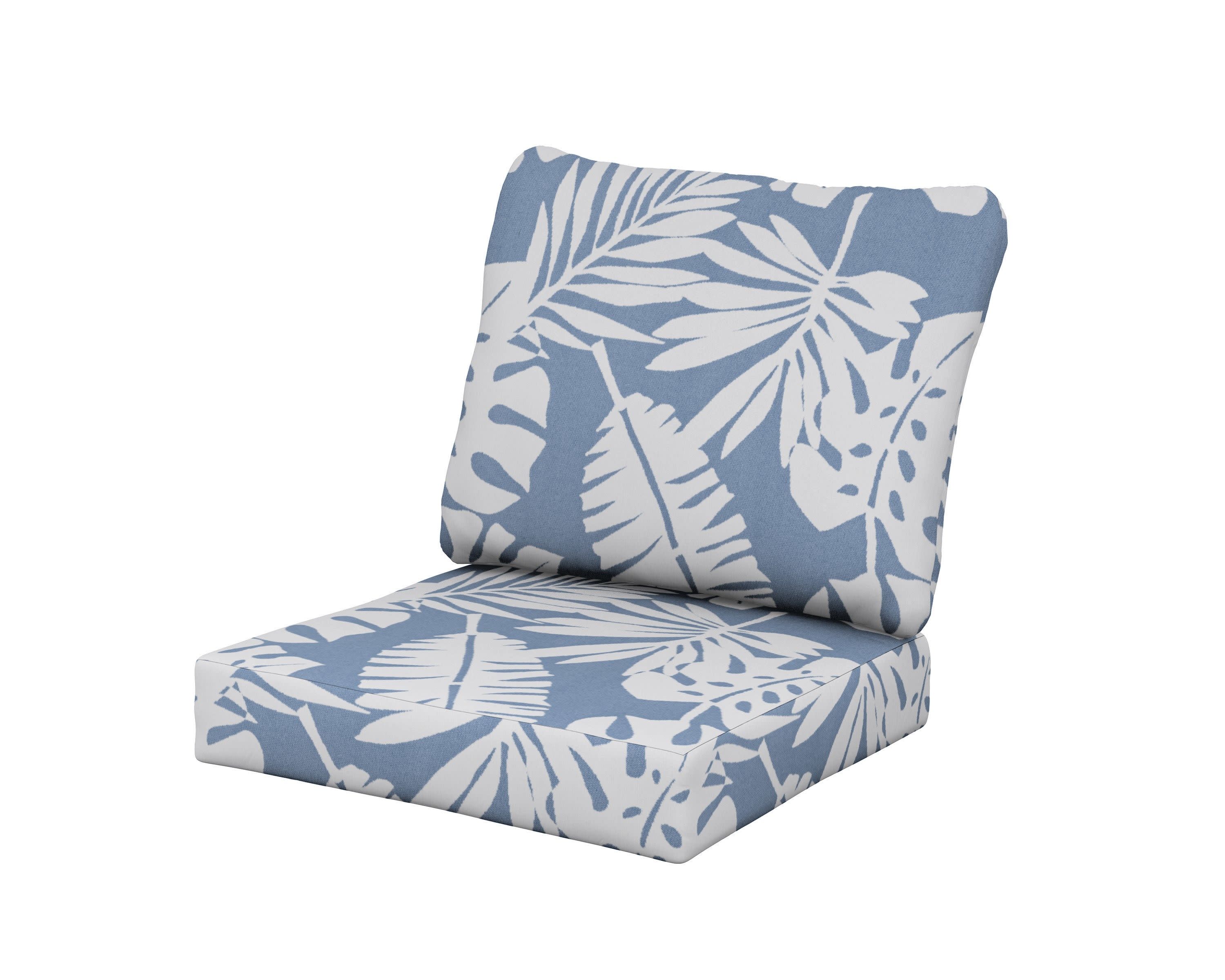 Classics Seat/Back Cushion Set in Leaf Sky Blue