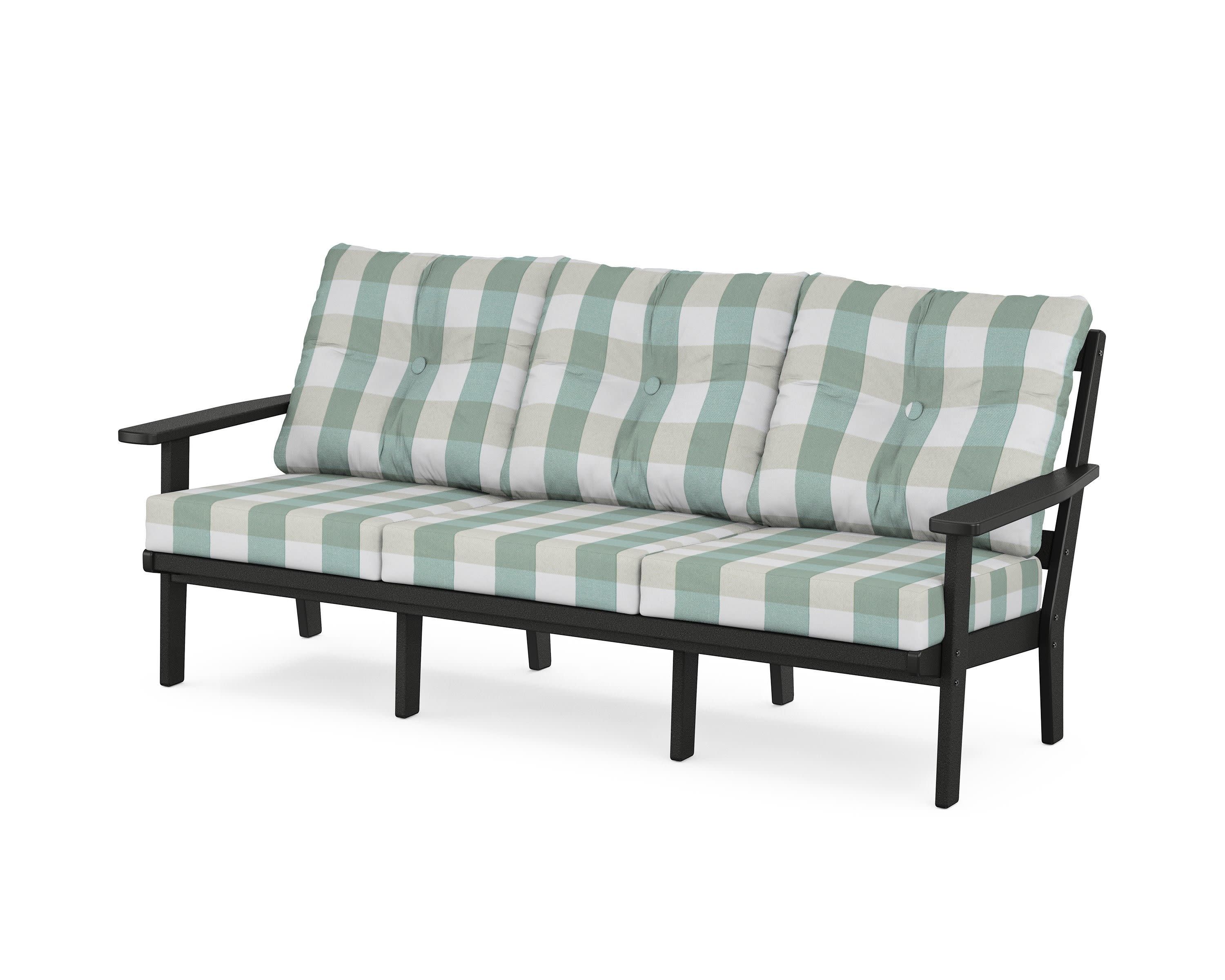 PrairieDeep Seating Sofa in Black / Buffalo Plaid Glacier Spa