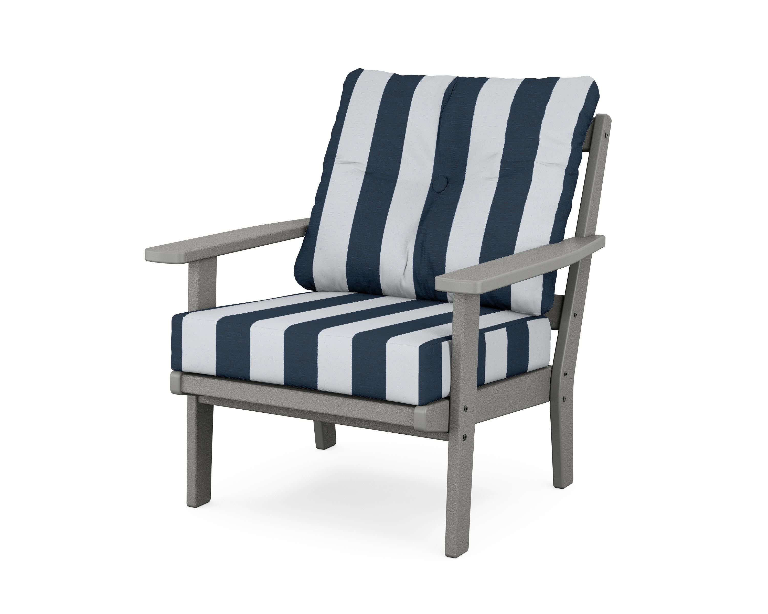 Prairie Deep Seating Chair in Slate Grey / Cabana Stripe Marine Indigo