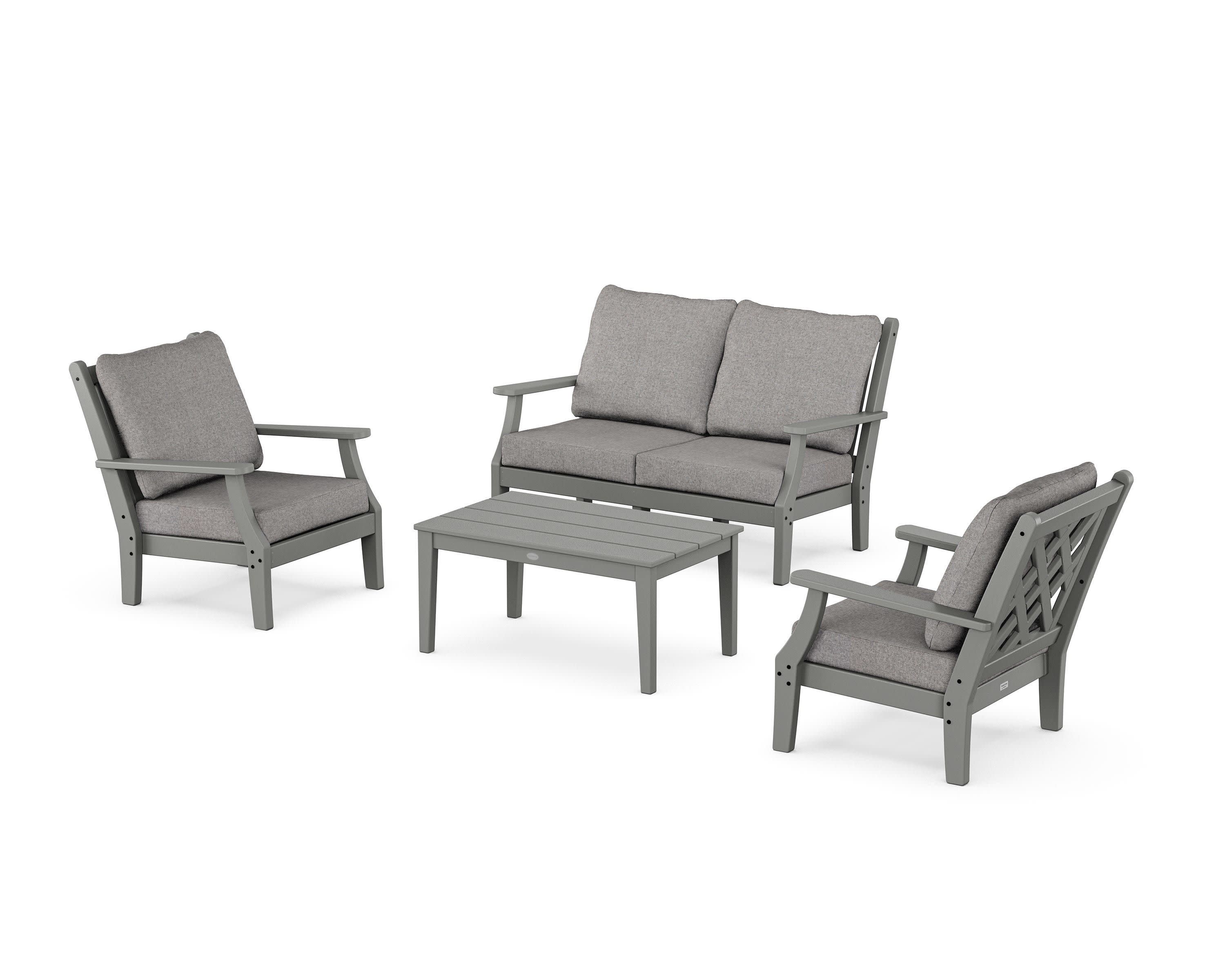 Wovendale 4-Piece Deep Seating Set with Loveseat in Slate Grey / Grey Mist
