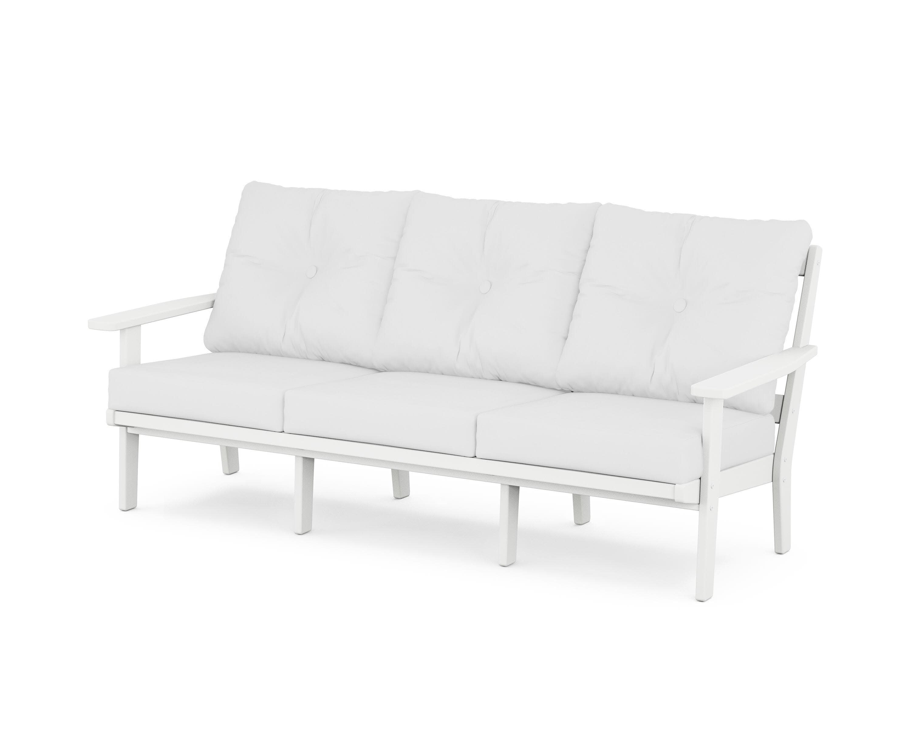 PrairieDeep Seating Sofa in White / Natural