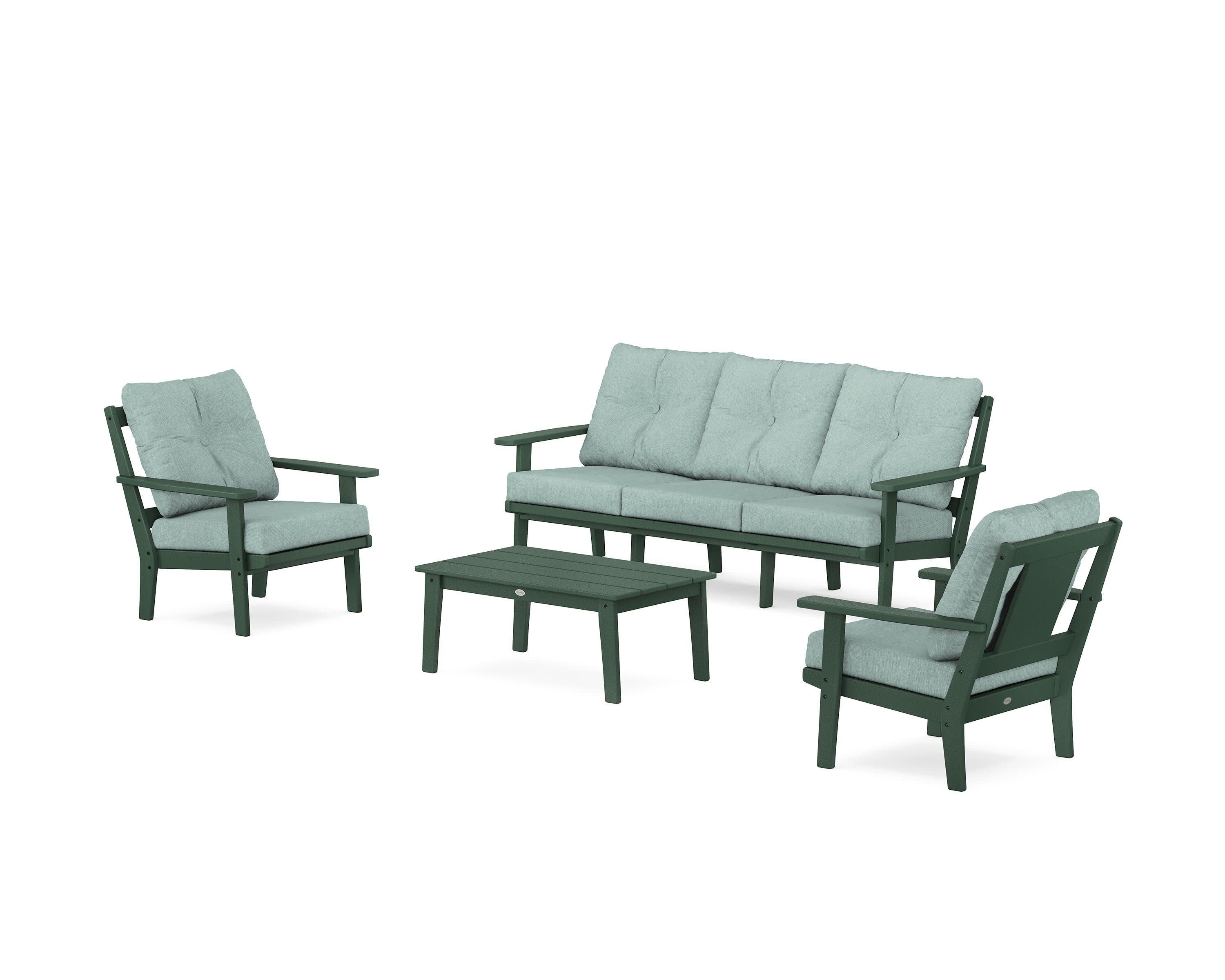 Prairie 4-Piece Deep Seating Set with Sofa in Green / Glacier Spa