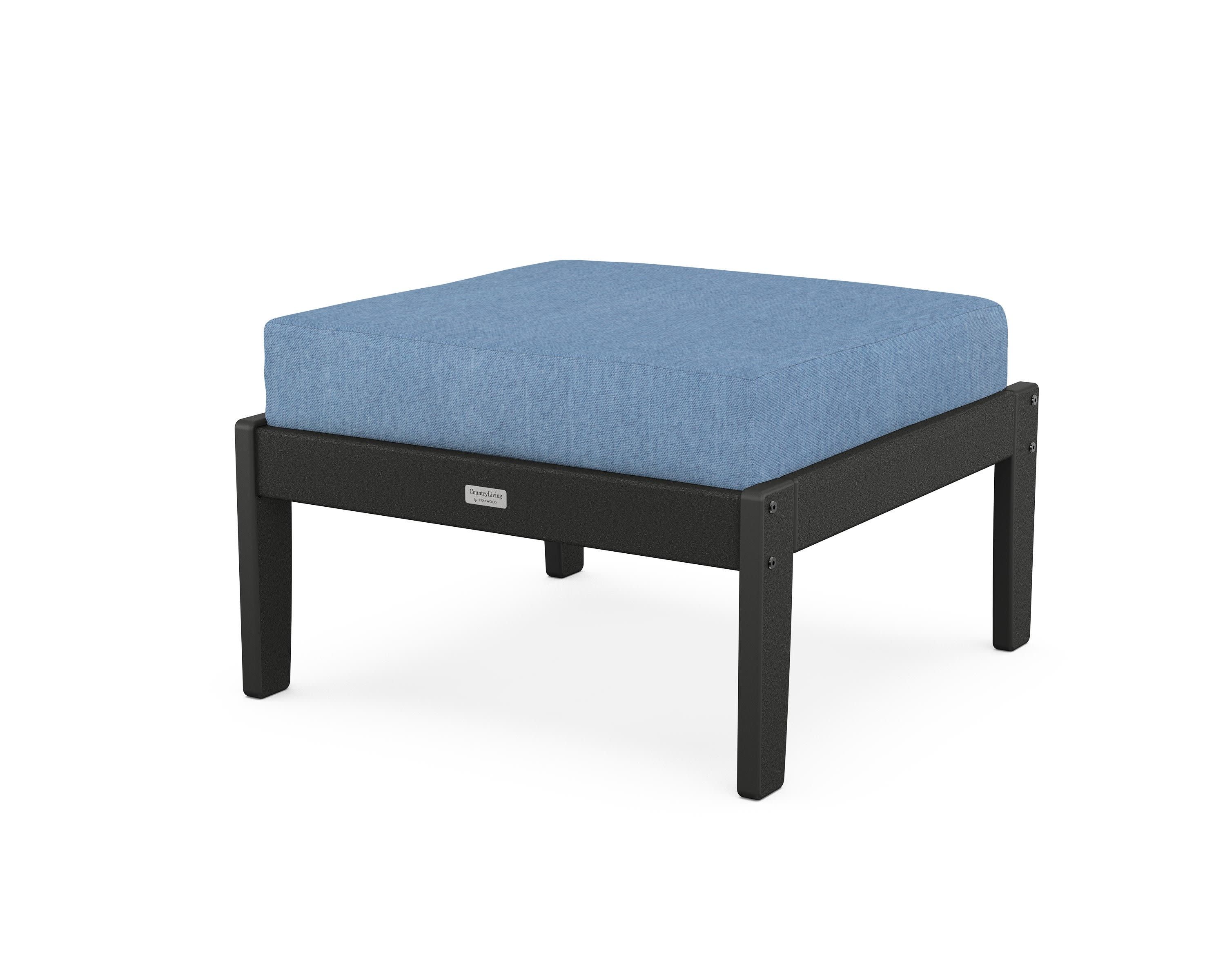 Cottage Deep Seating Ottoman in Black / Sky Blue