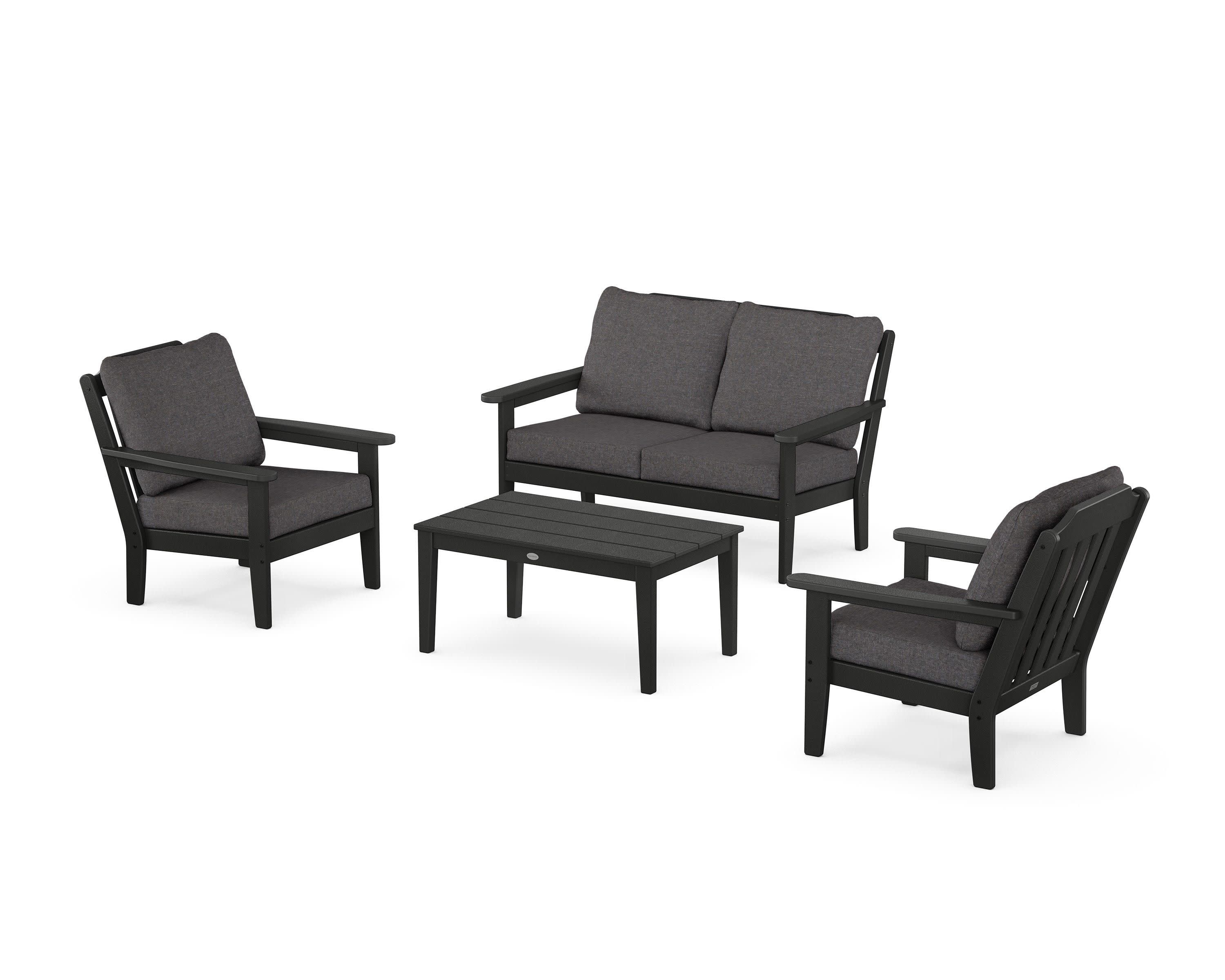 Cottage 4-Piece Deep Seating Set with Loveseat in Black / Ash Charcoal