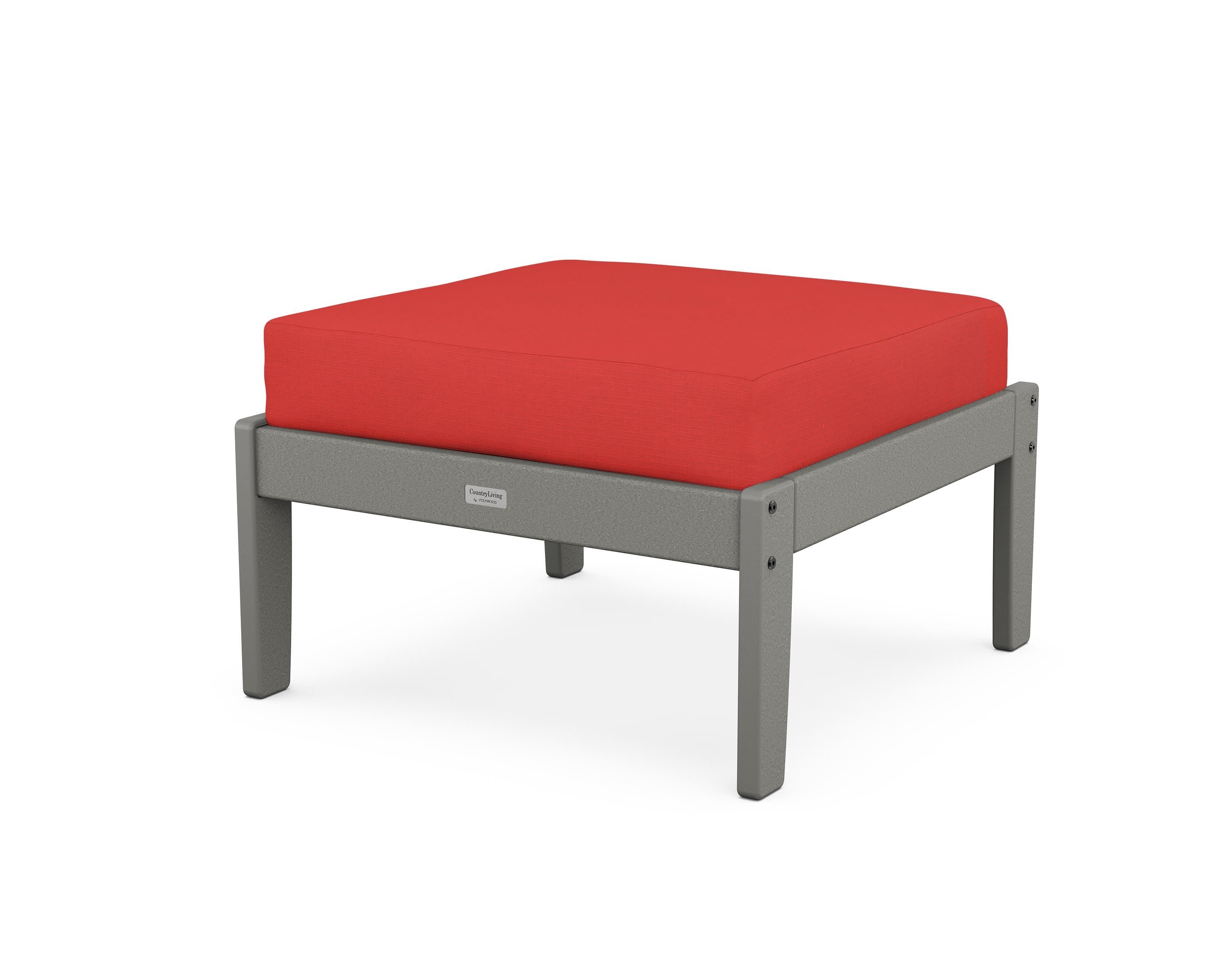 Cottage Deep Seating Ottoman in Slate Grey / Crimson Linen